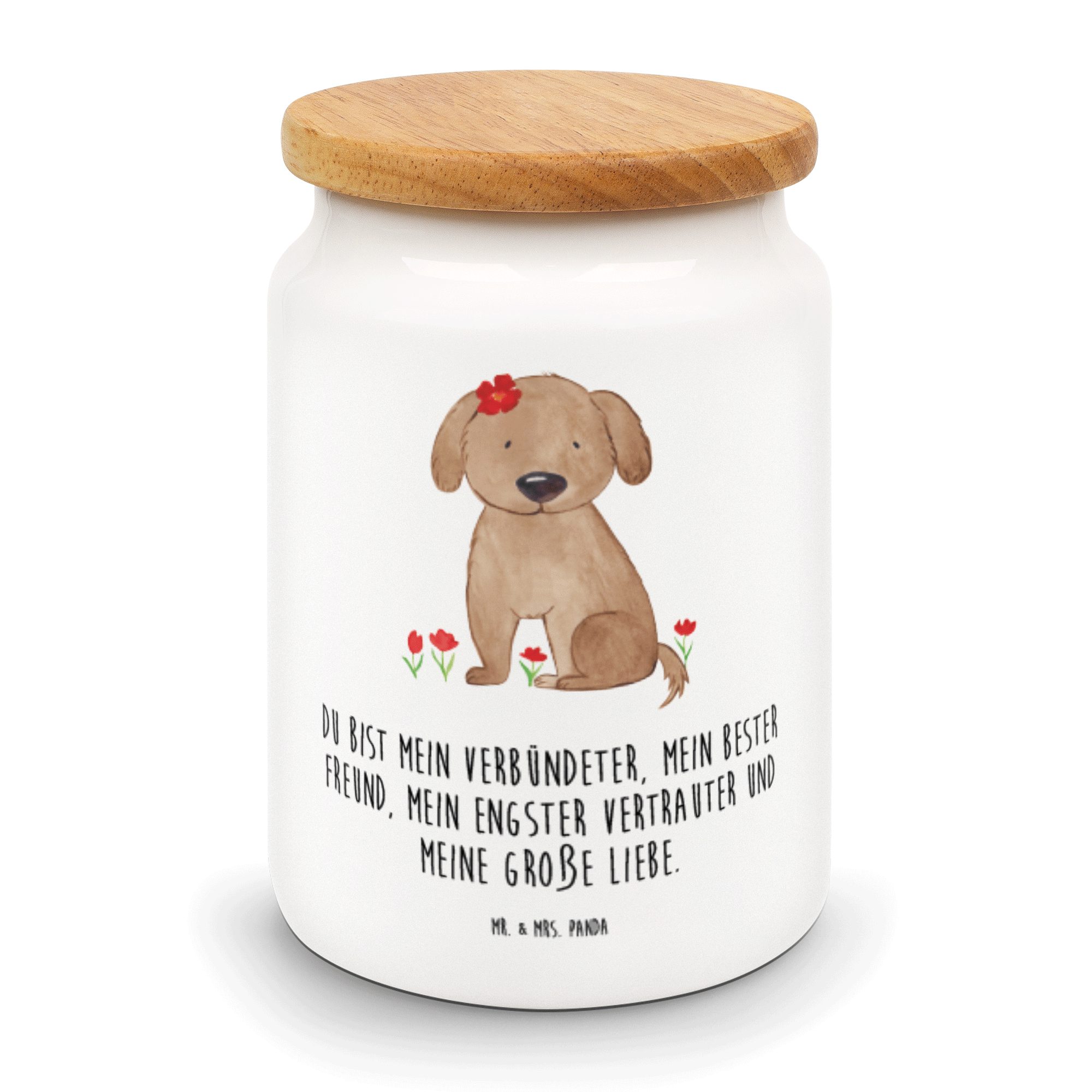 Mr. & Mrs. Panda Vorratsdose Hund Hundedame - Weiß - Geschenk, Vorratsdose, Liebe, Hundeliebe, Vie, Keramik, (1-tlg)