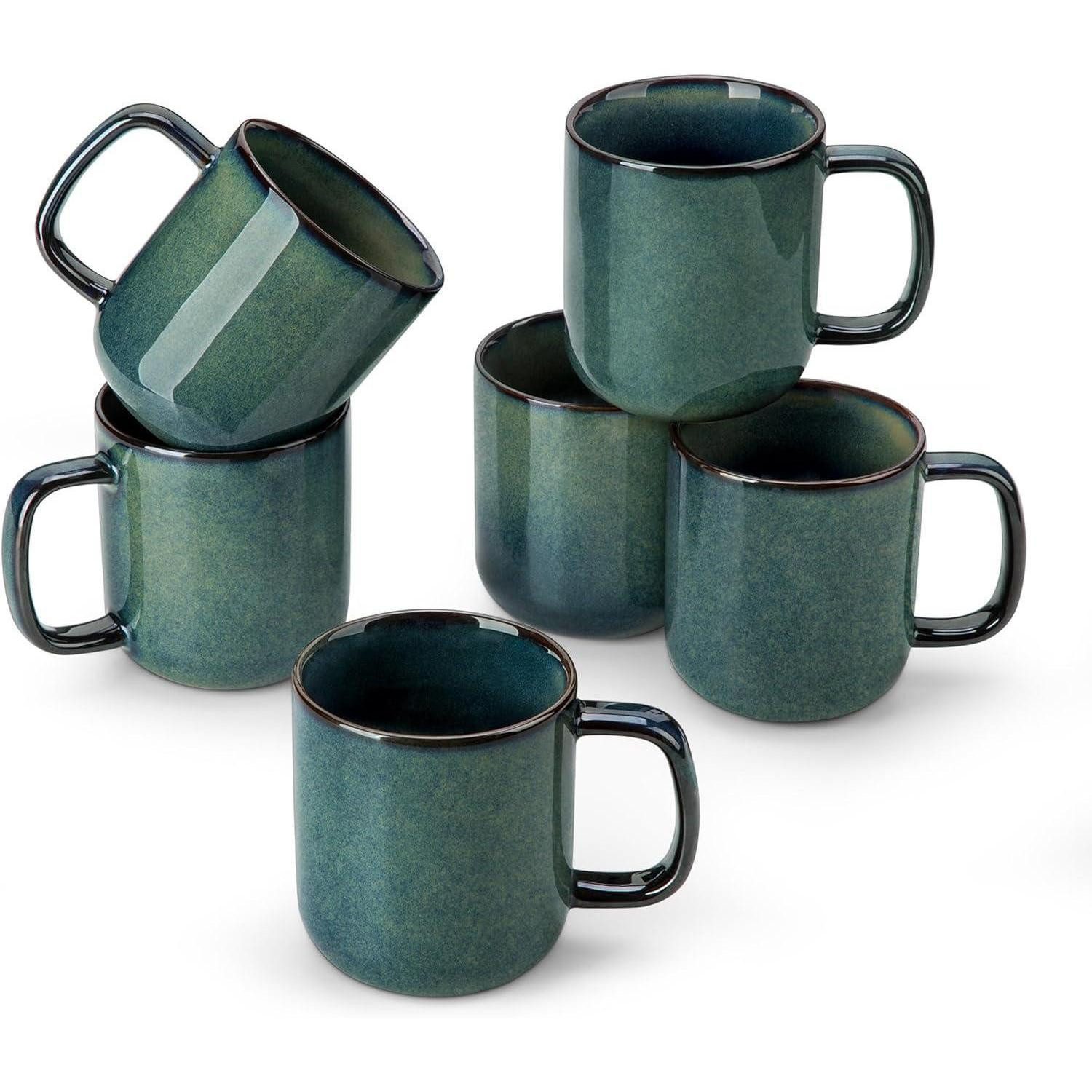 LuxusKollektion Tasse Kaffeetassen Steingut 6er 360ml Starry-grün 360ml Becher (6x)