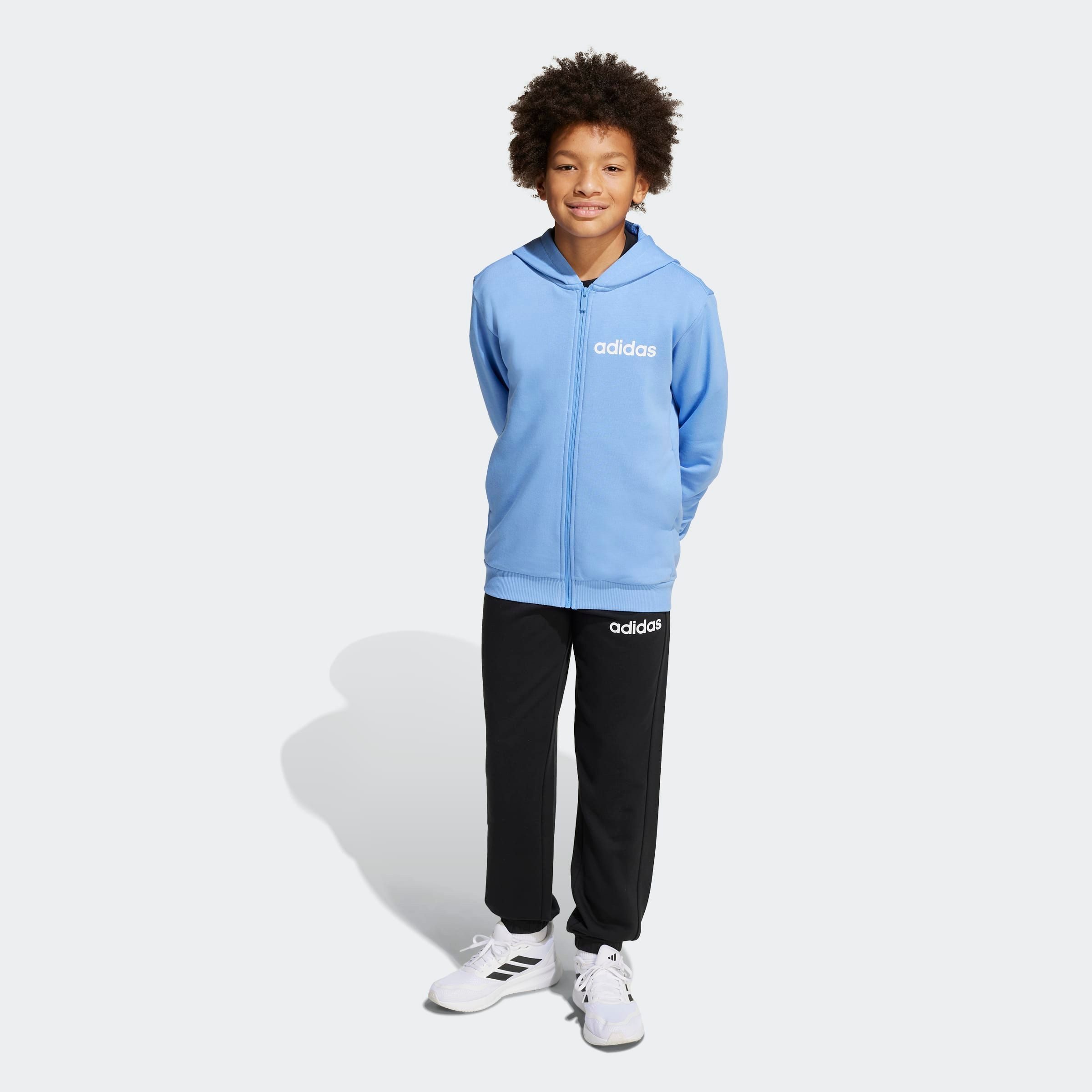 adidas Sportswear Trainingsanzug J LIN FT TS 220 (2-tlg), zweiteilig, aus Baumwolle und Polyester, weiches French Terry