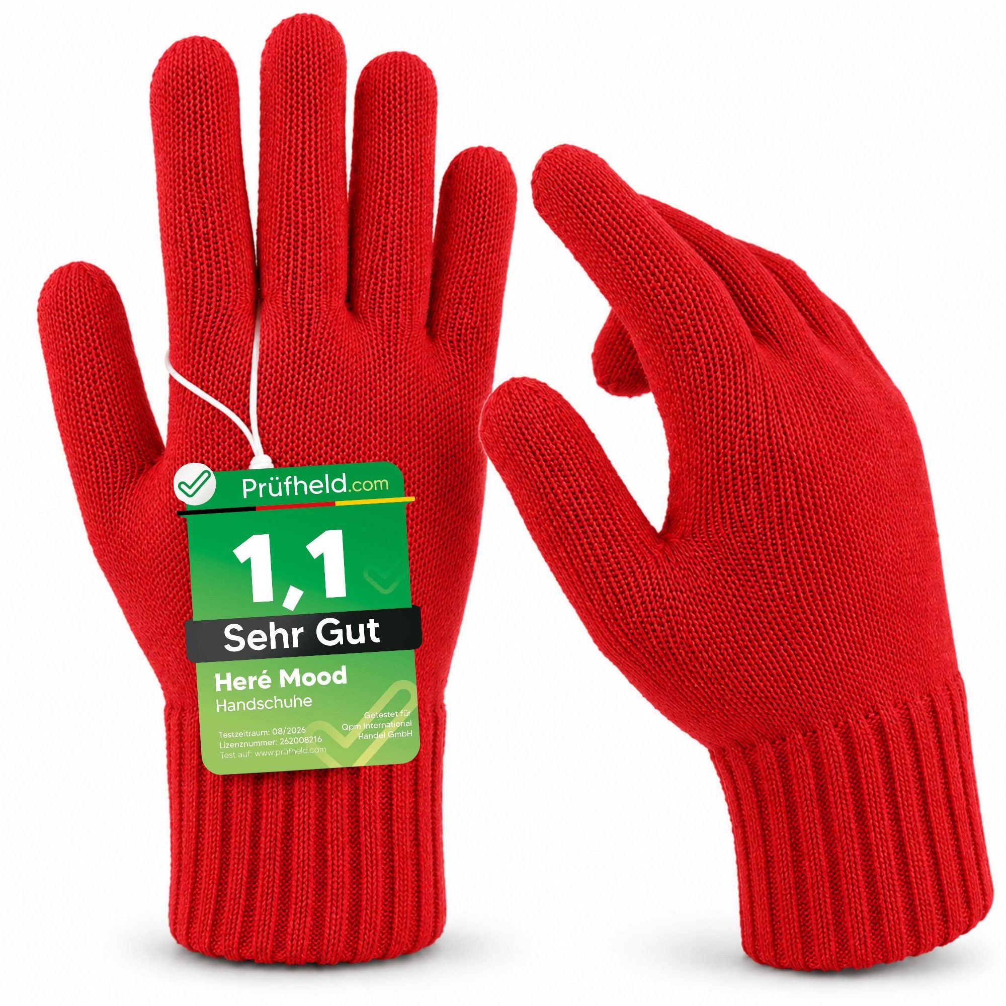 herémood Strickhandschuhe Warme Handschuhe Damen Herren, Strickhandschuhe Winter Geschenk Strickhandschuhe Rot, weiche Fingerhandschuhe Kälteschutz, Note 1,1