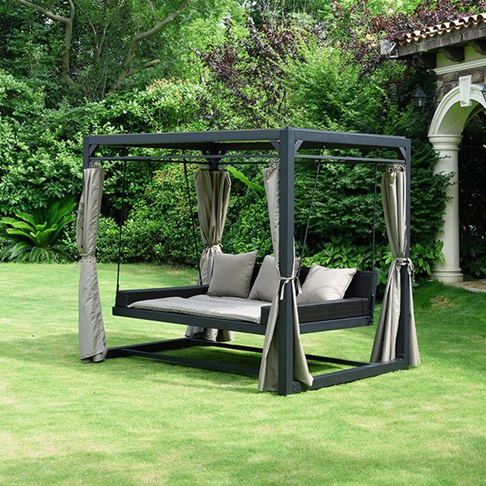 HOME DELUXE Gartenmöbel-Schutzhülle Pavillon Provence Abdeckung (Maße 236 x 180 x 210 cm, Farbe: Schwarz), hochwertige Verarbeitung und verstärkte Nähte – Bild 3 von 3