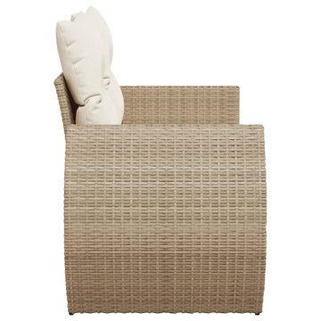 vidaXL Loungesofa Gartensofa mit Kissen 2-Sitzer Beige Poly Rattan