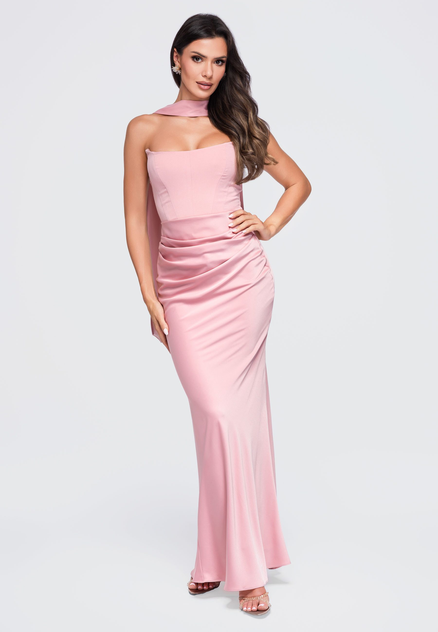 OMBRE Abendkleid Damen Abendkleid Figurbetont Elegant Rose M (kein Set, 1-tlg) in Unifarbe