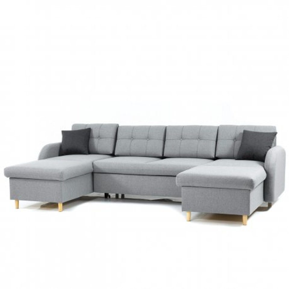 JVmoebel Ecksofa, Wohnlandschaft Ecksofa Stoff U-Form Bettfunktion Couch