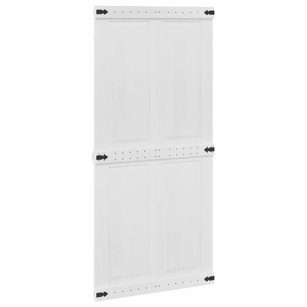 vidaXL Schiebetür Scheunentür CORONA 100 x 210 cm Massives Kiefernholz Weiß (1-St)