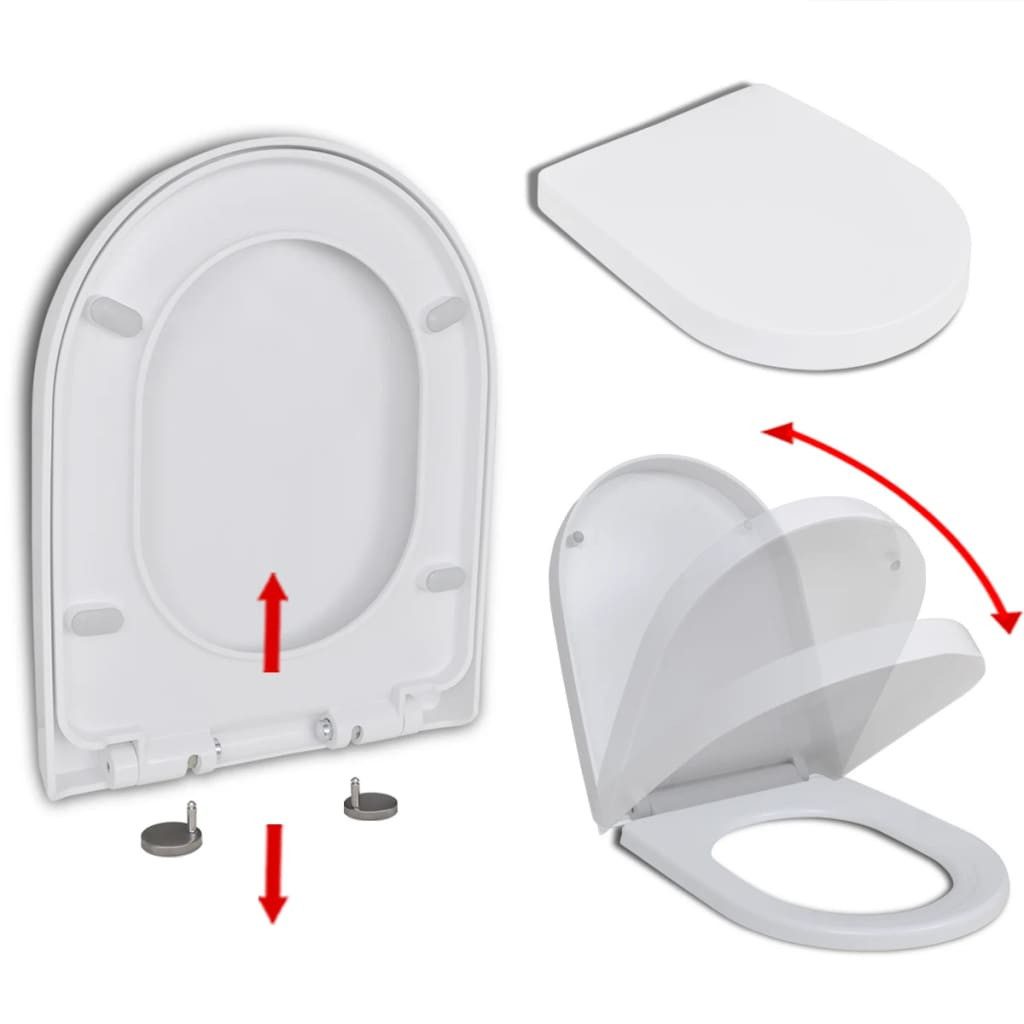 Dusch-WC-Sitz Toilettensitz mit Absenkautomatik und Quick-Release Weiß Eckig