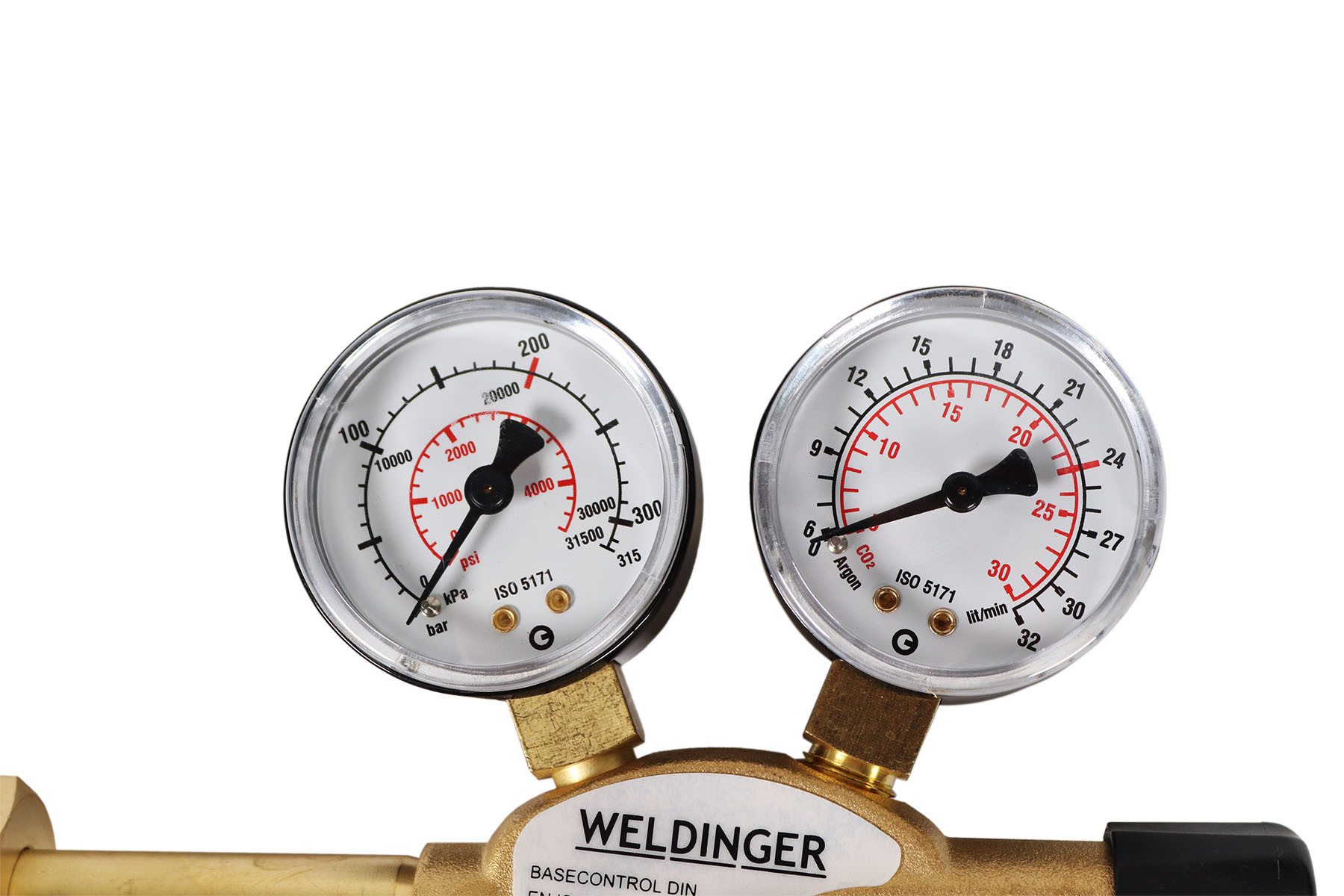 WELDINGER Druckminderer PRO Druckminderer Messing für Schutzgas Argon-/ CO2-Mehrwegflaschen