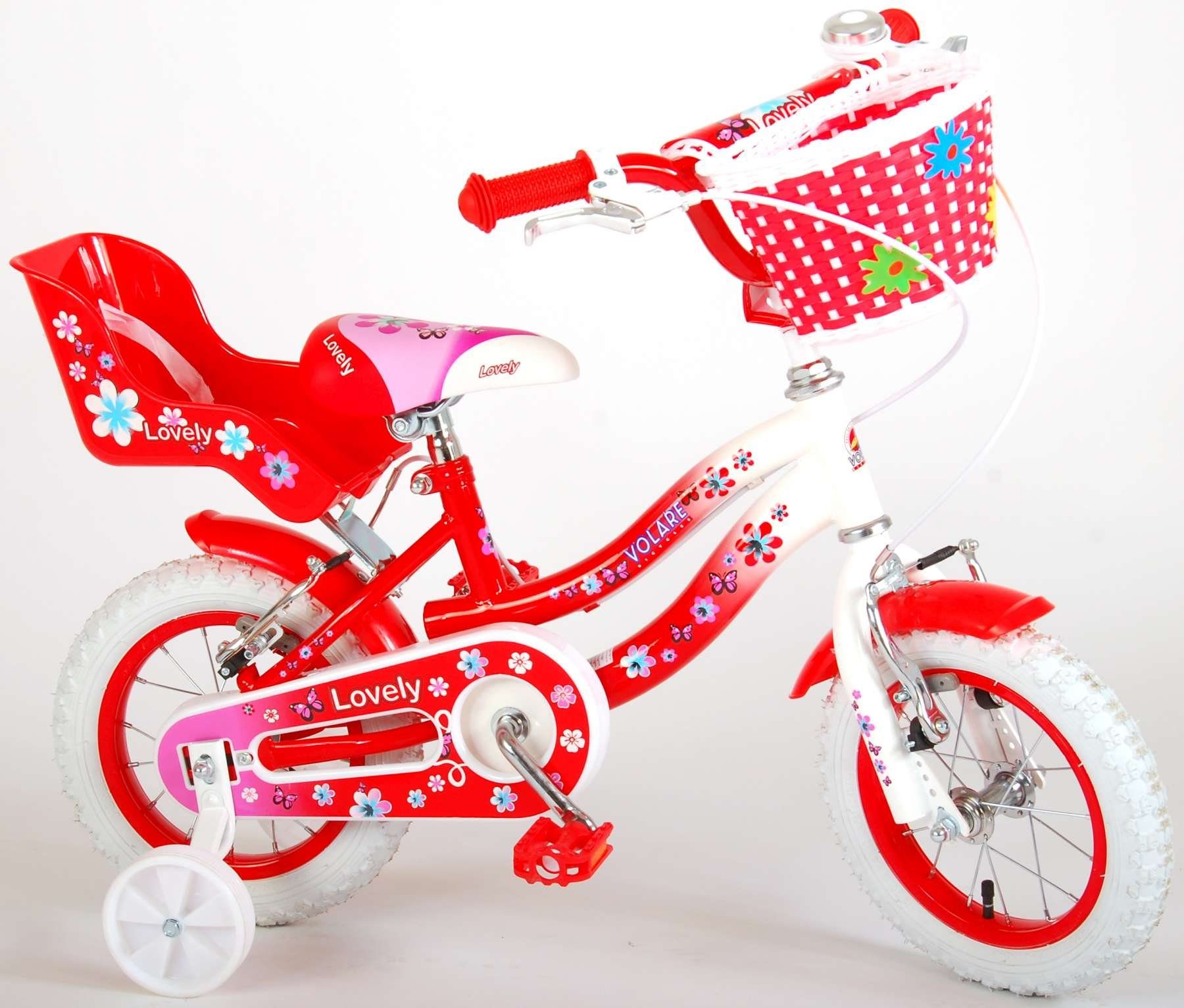 Volare Kinderfahrrad Lovely - Mädchen - verschiedene Größen/Farben - mit Zwei Handbremsen, Farbe: Rot oder Rosa, Alter: 3 - 8 Jahre, Luftbereifung | Kinderfahrräder