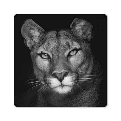 MuchoWow Gaming Mauspad Tierprofil Puma in schwarz und weiß (1-St), Gaming, Rutschfester Unterseite, Mausunterlage, 80x80 cm, XXL, Großes