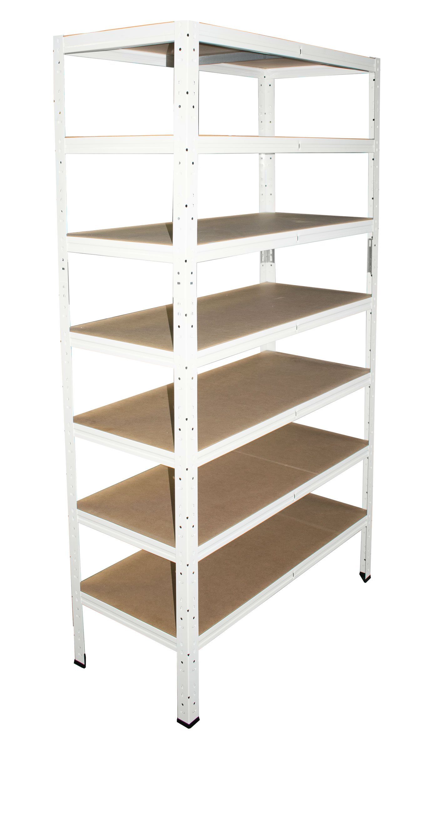 shelfplaza Schwerlastregal HOME, 230x45x45cm weiß, Metallregal mit 7 Böden, als Kellerregal, Garagenregal, Werkstattregal oder Lagerregal, Steckregal Metall mit 125kg Tragkraft