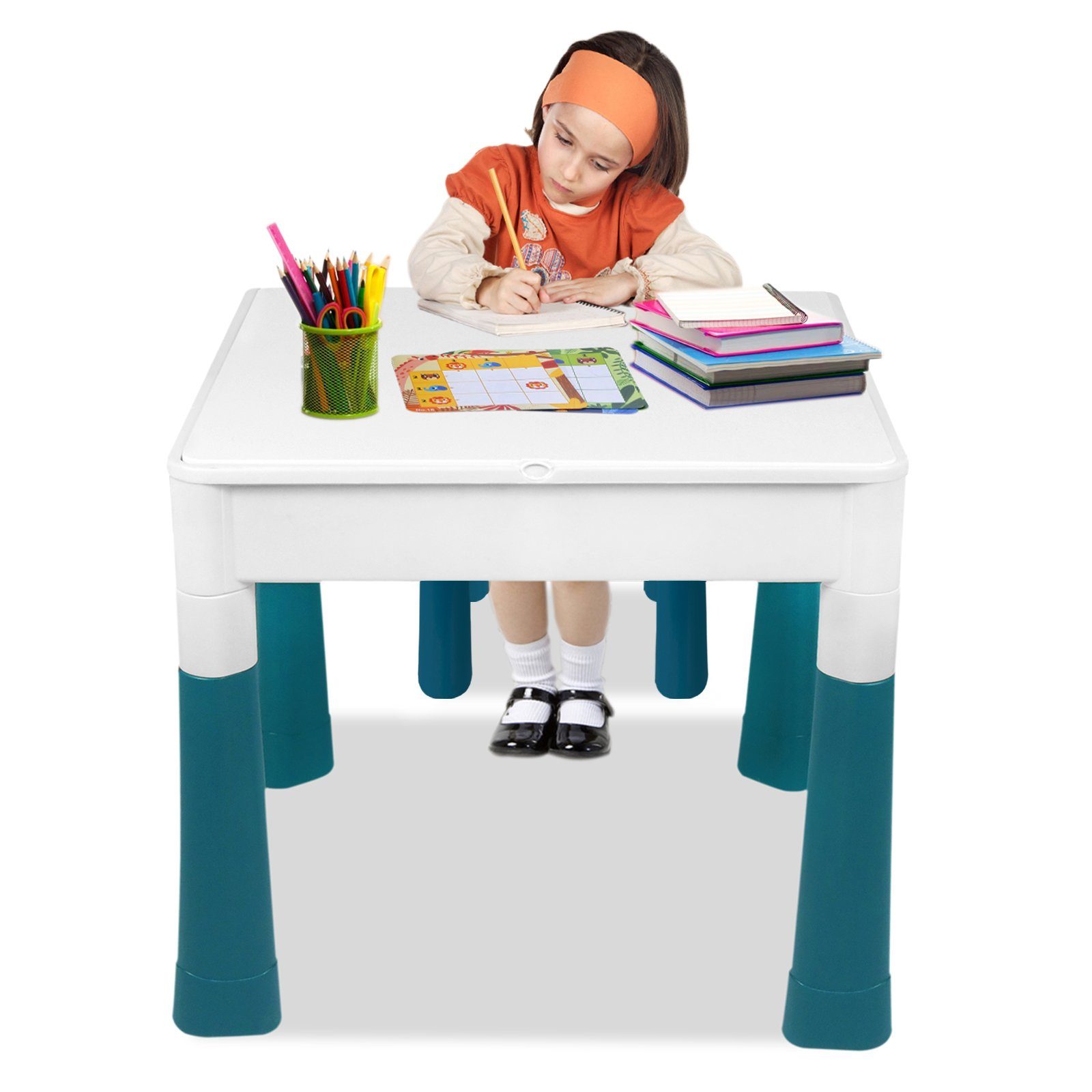 UISEBRT Kinderschreibtisch Kindertisch mit Spieltisch Stühl 2