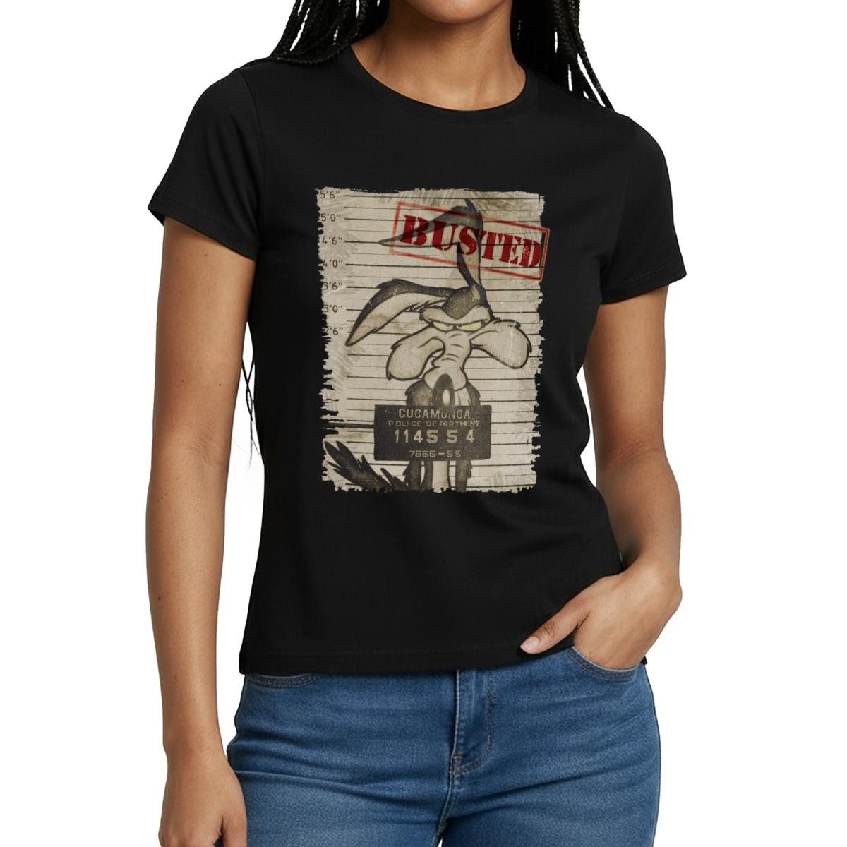 Spreadshirt T-Shirt Looney Tunes Wile E. Coyote Busted Frauen T-Shirt (1-tlg)