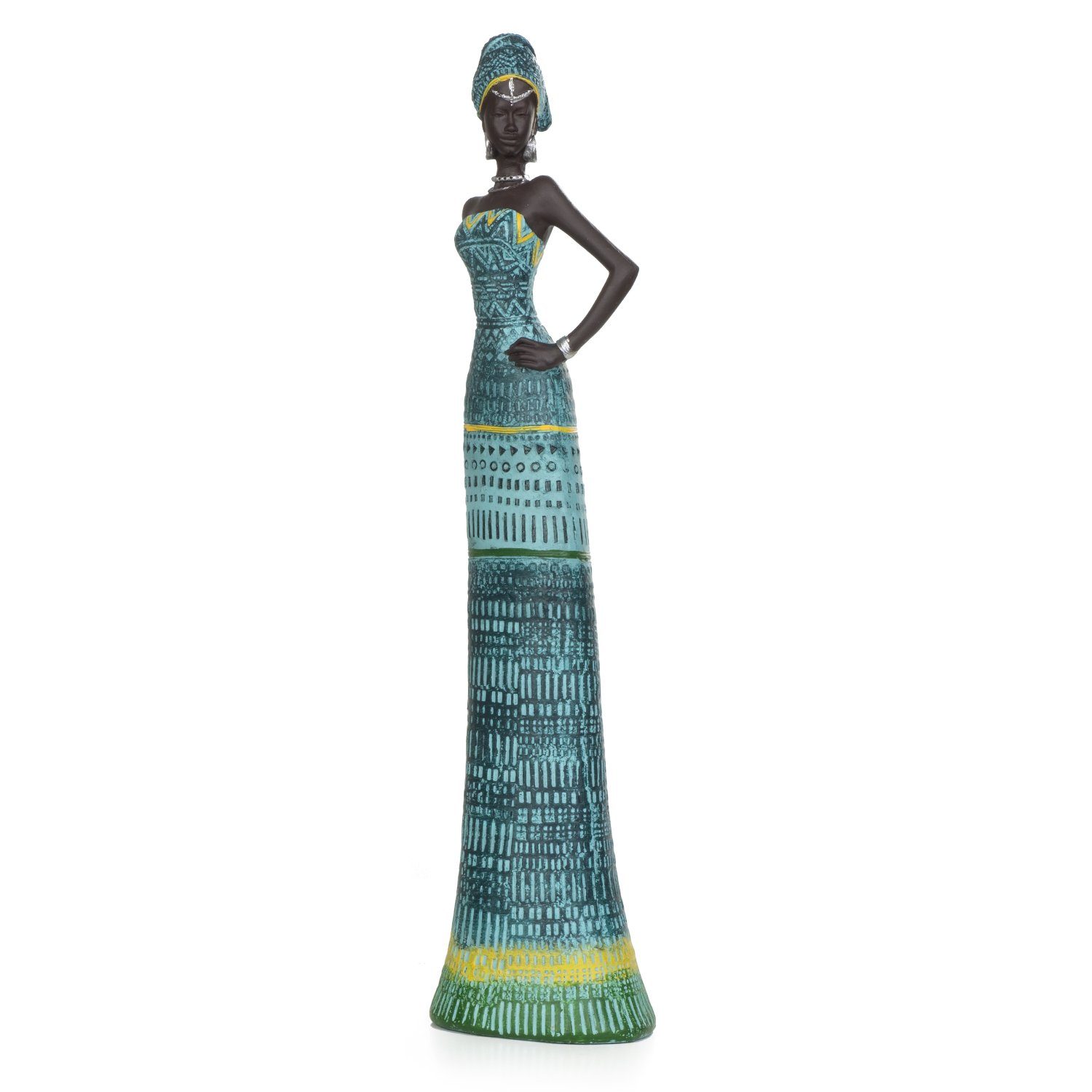 Moritz Dekofigur Afrikanische Dekofigur Figuren blau, aus Dekoelement Polyresin kulturell Dekoration Frauen Kunstfigur