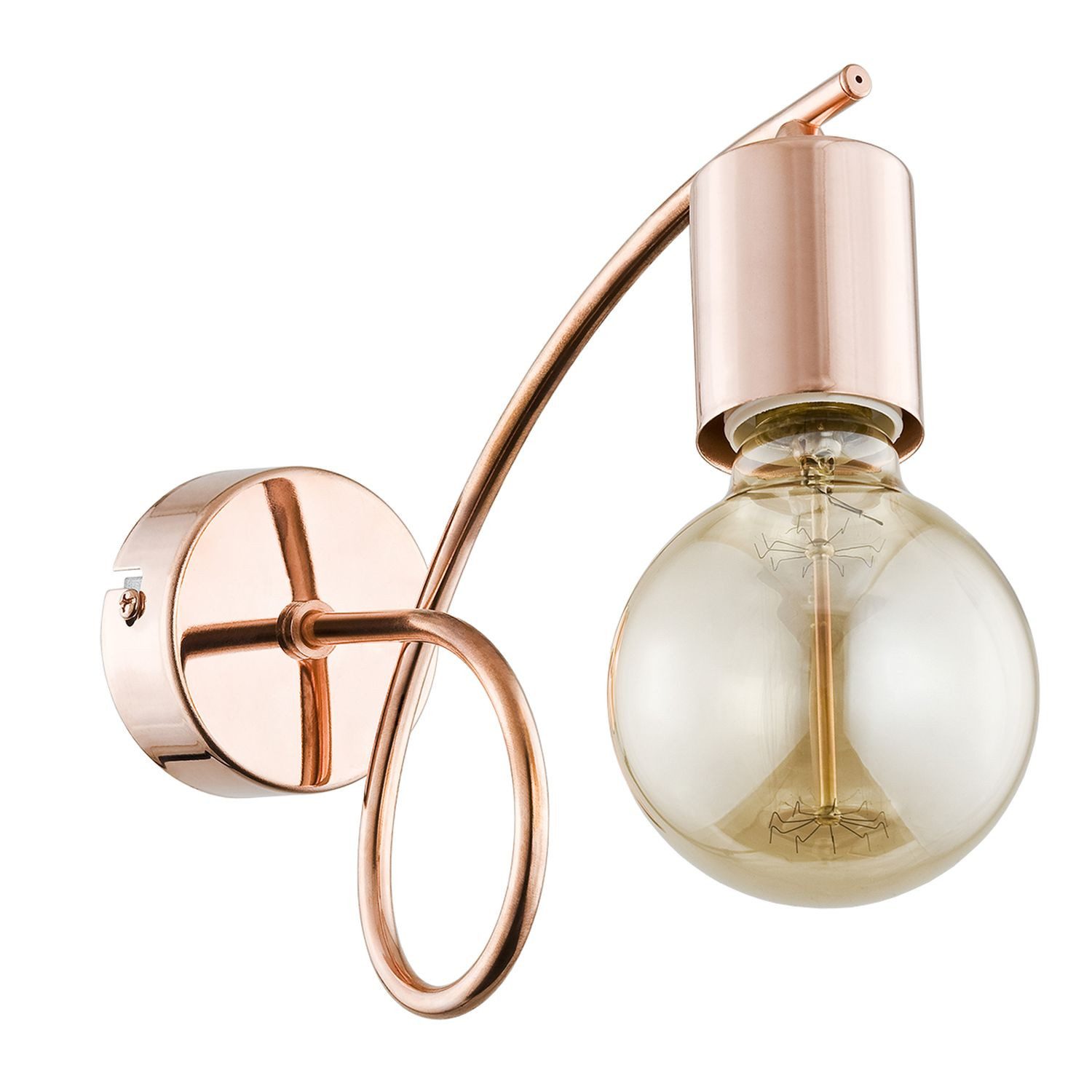 Licht-Erlebnisse Wandleuchte KALMAR, ohne Leuchtmittel, Metall 22 cm hoch in Kupfer E27 Retro