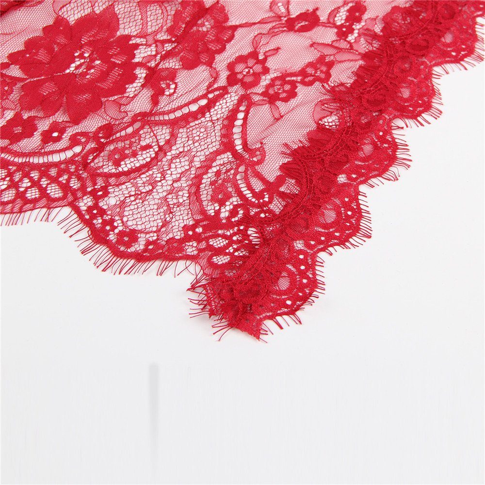 in sexy Organza transparenter Spitze, aus Lingerie Dessous mittellang Shanon Kimono rot, Kimono