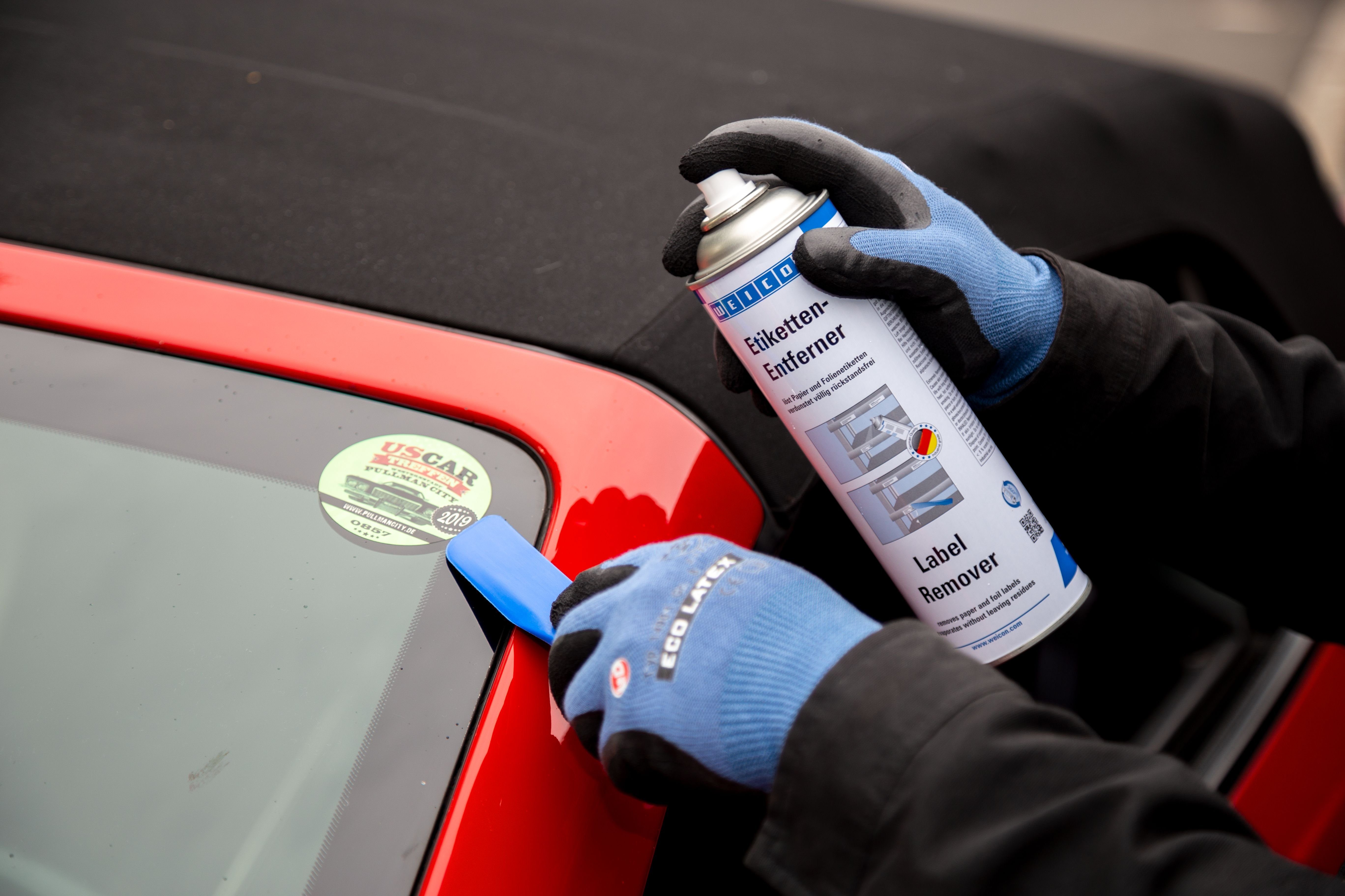WEICON Etiketten Etikettenentferner zum Lösen von Etiketten 500 ml farblos, Einfache Beseitigung von Papieretiketten inkl. Spatel