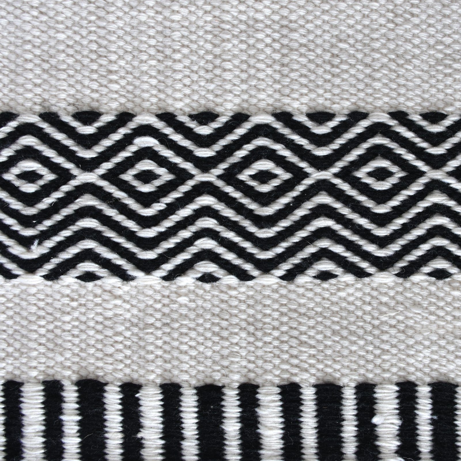Teppich Levin Living, Schwarz LaLe Weiß 150 gemustert cm, und x 80 Polyester in aus recyceltes