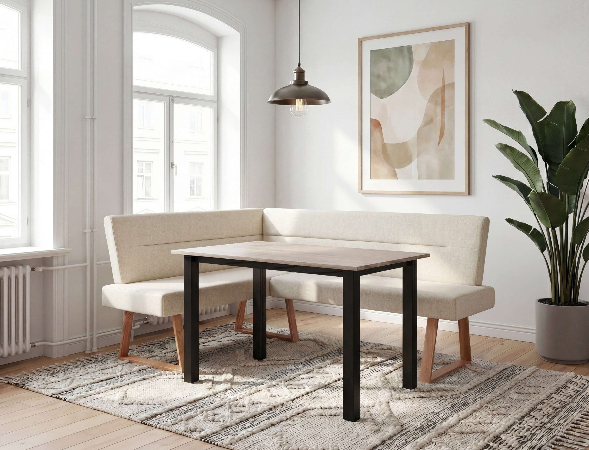OTTO home Eckbank Mellio, Beine aus massiver Eiche, pflegeleichtem Webstoff Bezug, Breite 190 cm