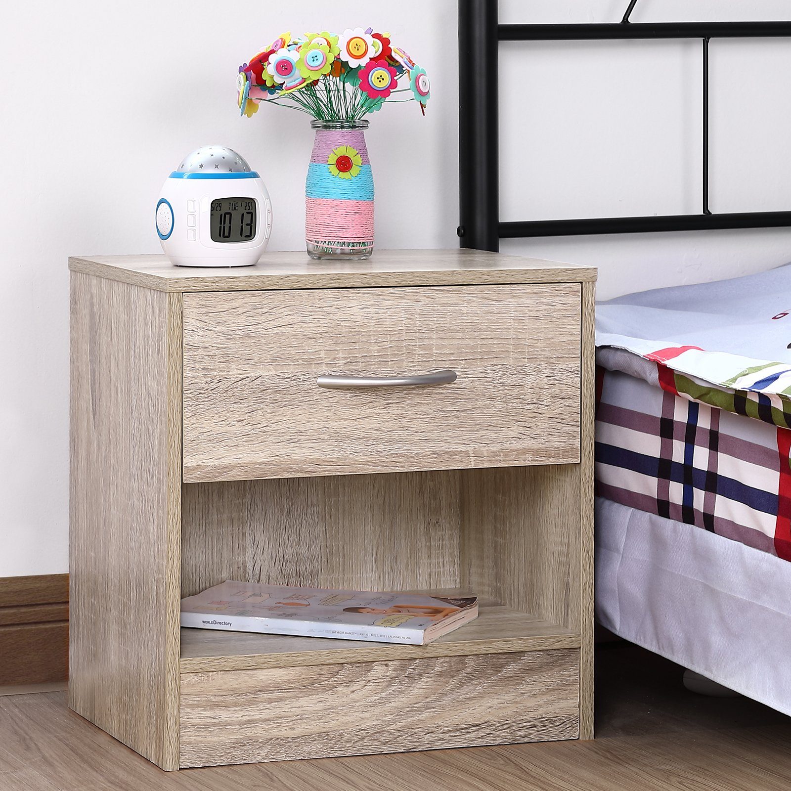 Casaria Nachttisch Kiel (1-St), mit Schublade 41x39x28cm Holz Modern Schlafzimmer Bett Nachtschrank