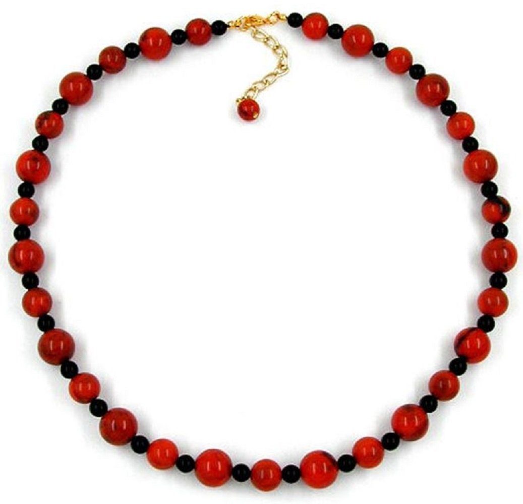 unbespielt Collier Kette mit Kunststoffperlen koralle-schwarz 50 cm, Modesc günstig online kaufen