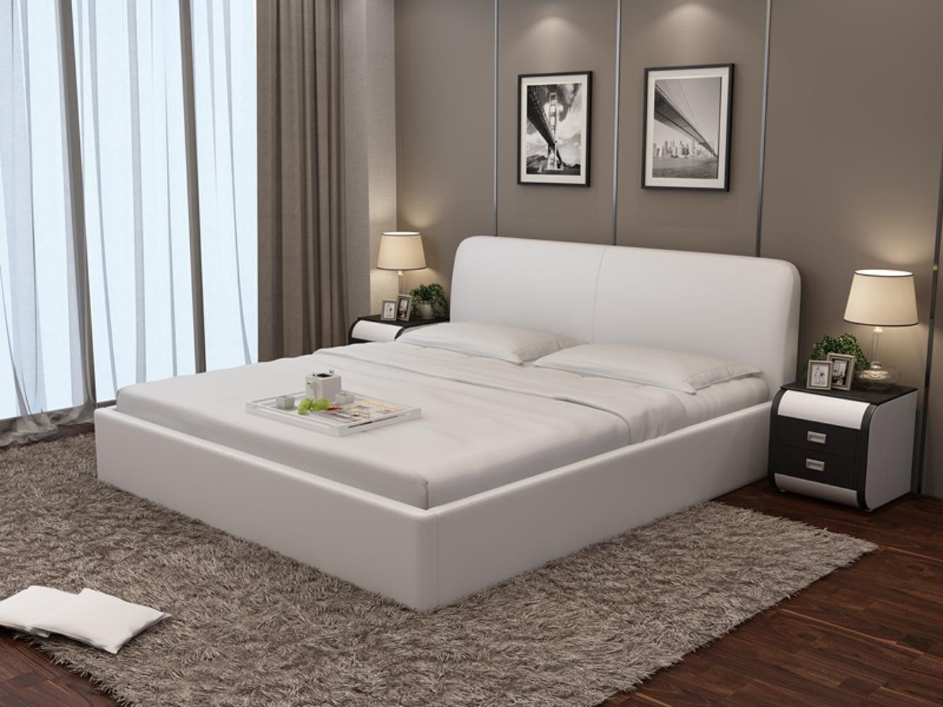 JVmoebel Kunstlederbett Designer Bett Polsterbett Luxusbett Doppelbett Ehebett Кровати (1-tlg., Bett LB8836), Made in Europa