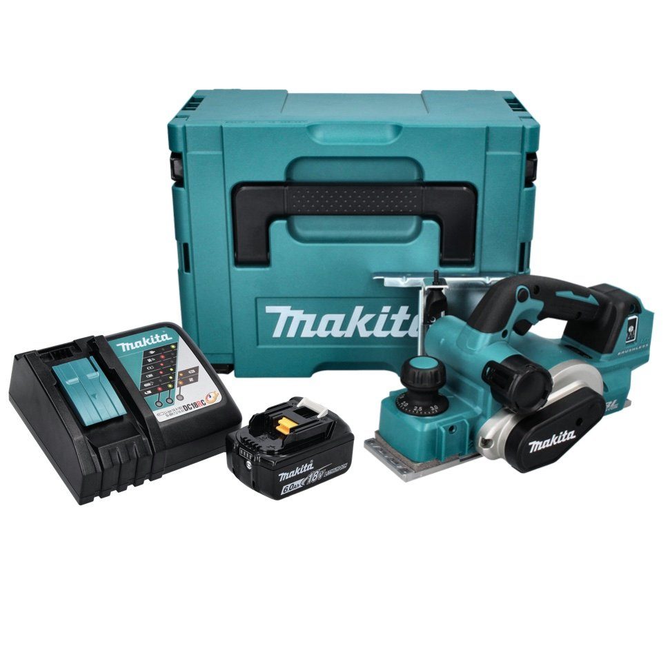 Makita Akku-Falzhobel DKP 181 RG1J Akku Hobel Falzhobel 82 mm 18 V Brushless + 1x Akku 6,0