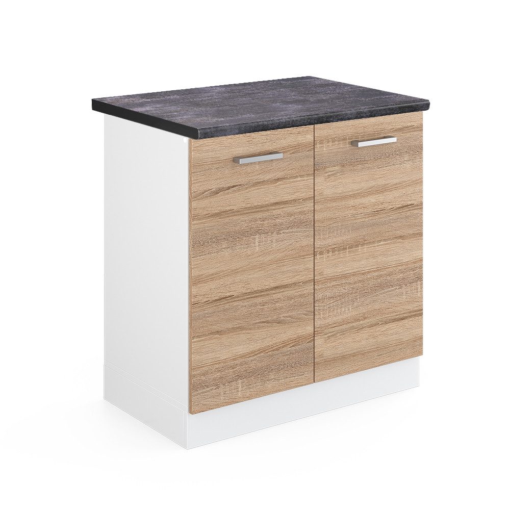 Vicco Spülenunterschrank R-Line, Sonoma/Weiß, 80 cm, günstig online kaufen