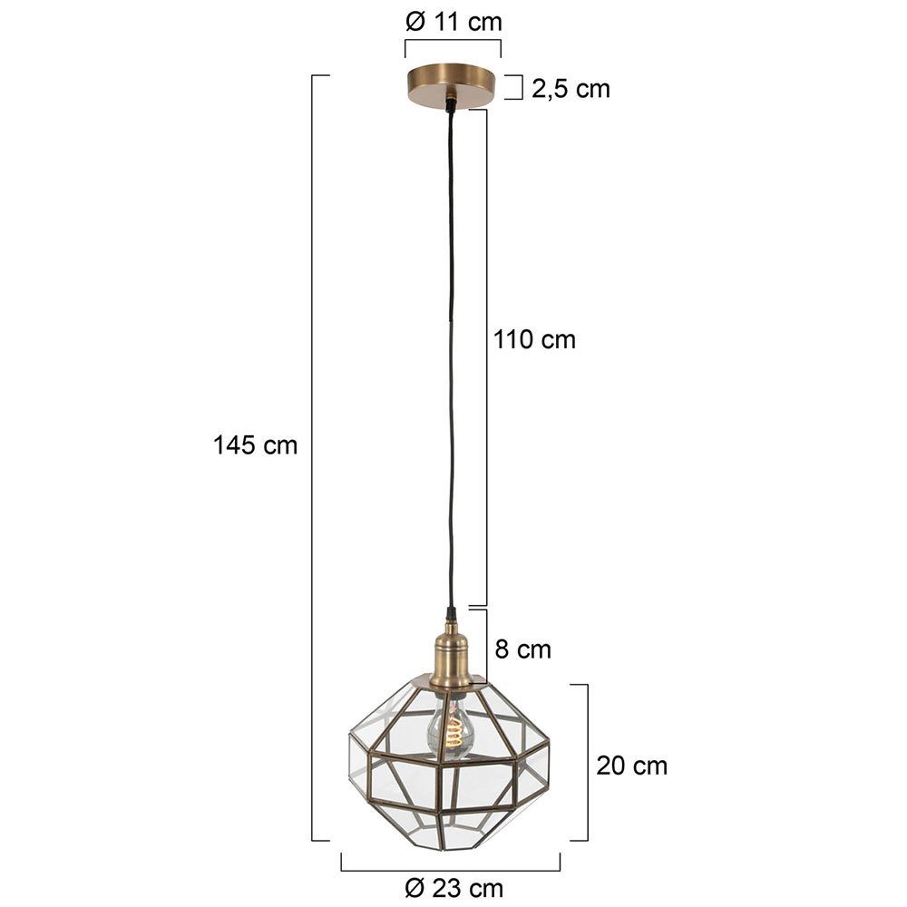 etc-shop Pendelleuchte, Leuchtmittel nicht cm Hängelampe bronze Höhe H Esszimmerleuchte 145 inklusive, anpassbar Glas Retro