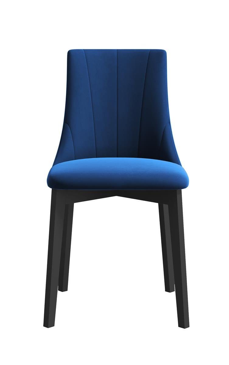 Beautysofa Stuhl 81) Wohnzimmer, (Designstück stilvoll | Polsterstuhl Felix (riviera mit Holzbeine, bequemem für Sitz mit Blau zeitlos II Holzstuhl), Schwarz