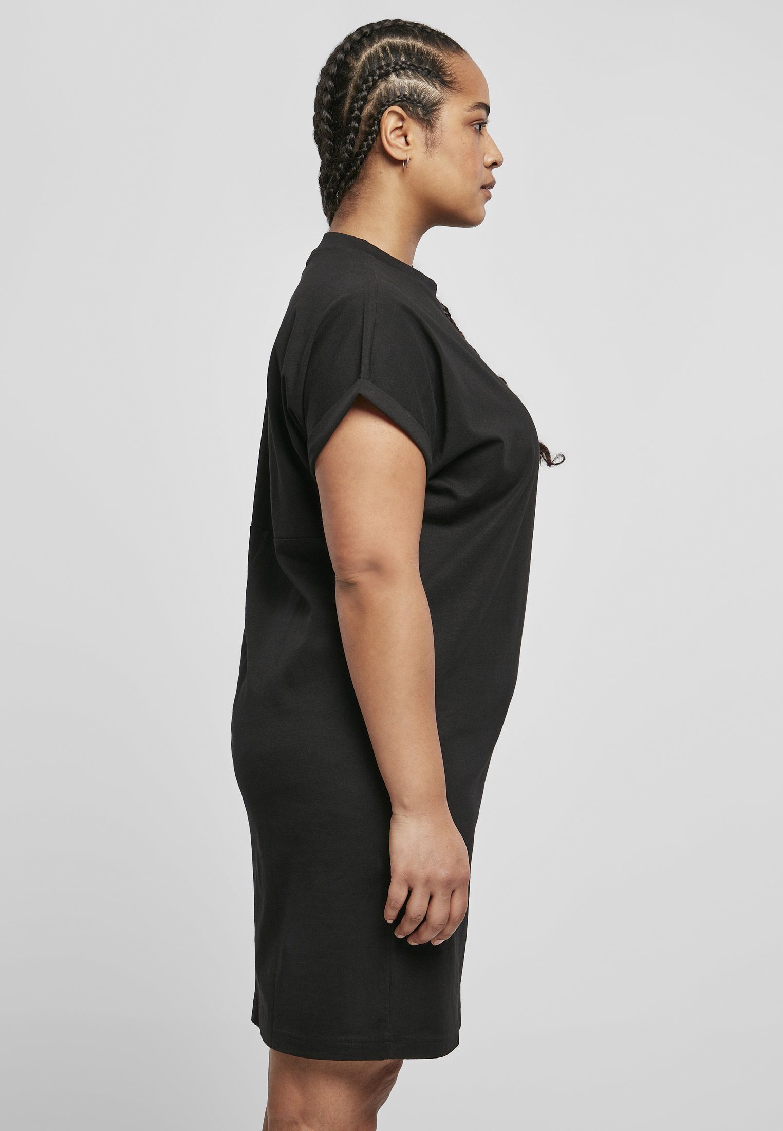 URBAN Dress (1-tlg) Jerseykleid Ladies Damen Tee Organic On black CLASSICS Cut Sleeve Cotton