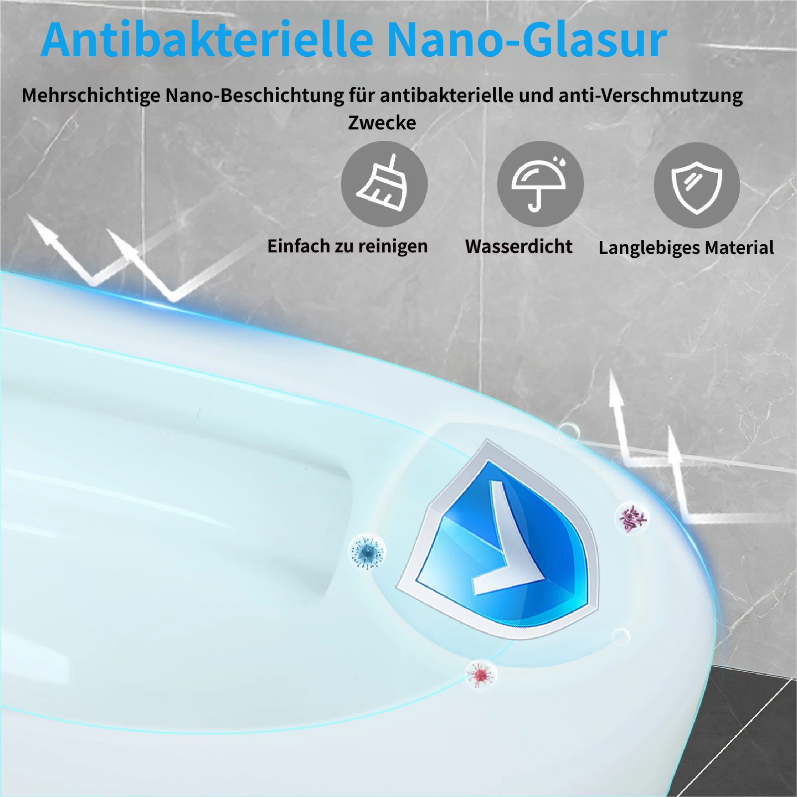 Rutaqian Spülrandloses Wand-WC mit 360°-Einloch-Super-Swirl-Spülung WC-Reiniger (Wand-WC-Becken mit Soft-Close-Sitz für moderne Badezimmer)