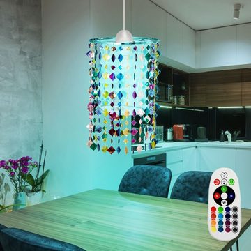 etc-shop LED Pendelleuchte, Leuchtmittel inklusive, Warmweiß, Farbwechsel, Kinder Hänge Decken Lampe FERNBEDIENUNG Kristall Leuchte