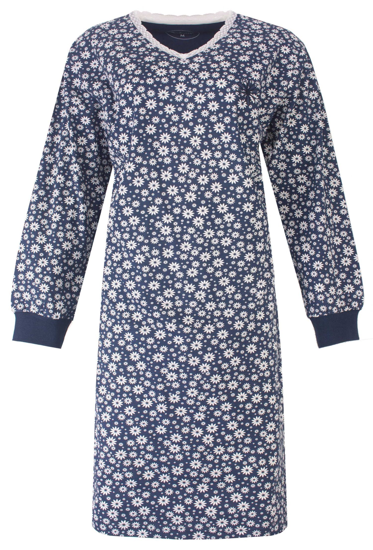 Tenderness Nachthemd Damen Schlafshirt Langarm Bündchen (1-tlg) Baumwolle