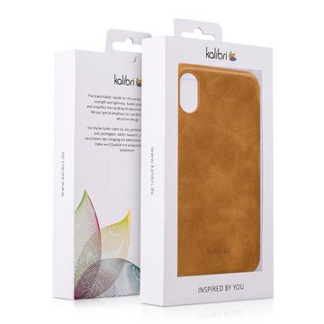 kalibri Handyhülle Hülle für Apple iPhone X, Leder Handy Cover Case - Hardcover Schutzhülle