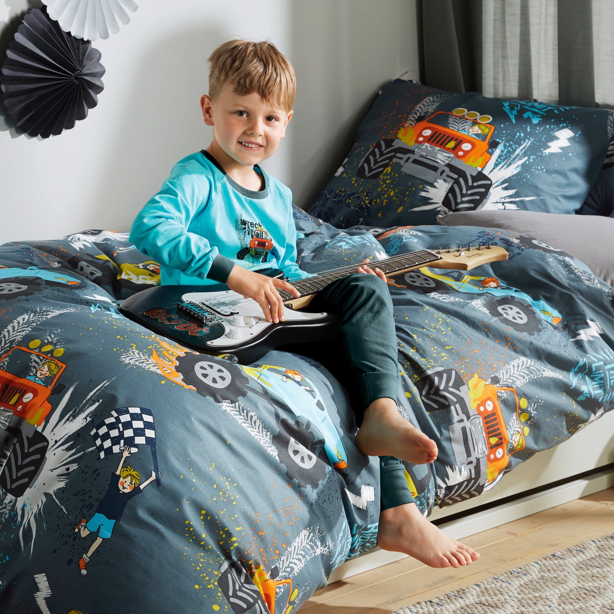 Kinder Kinderunterwäsche Erwin Müller Pyjama Kinder-Schlafanzug Single-Jersey gemustert