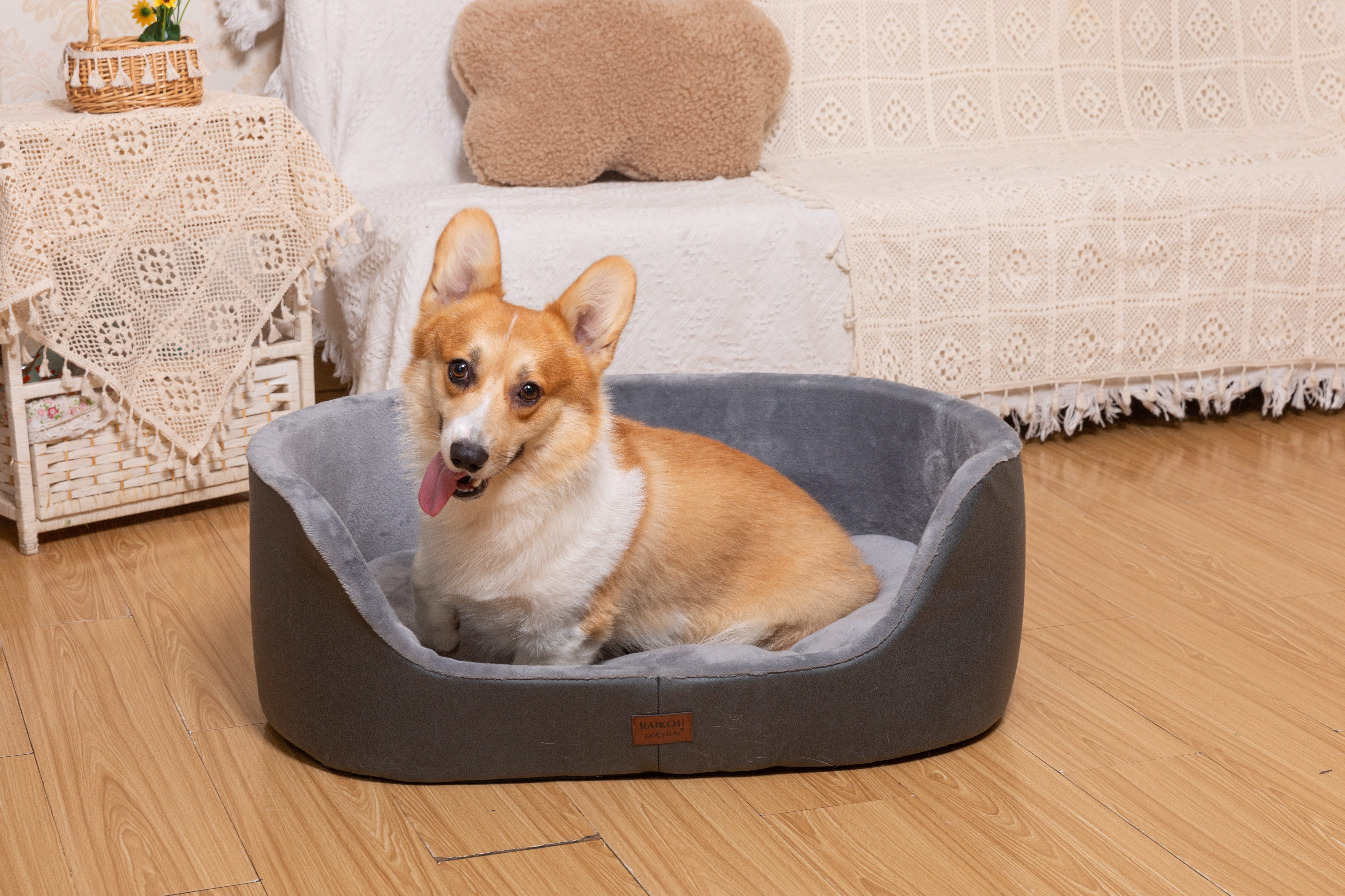 M-Diamant Tierbett Orthopädisches Hundebett Komfortables Hundekissen Hundesofa mit Rand, Polyester, ideal als Kopfstütze – Bild 4 von 5