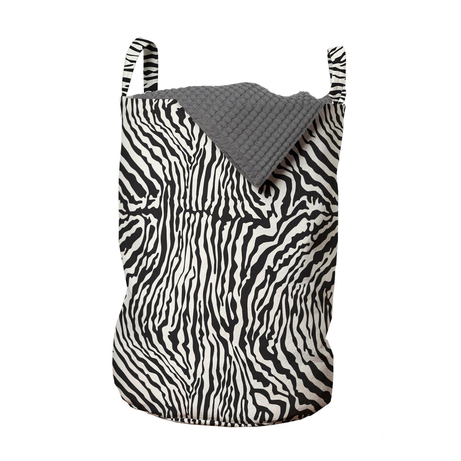 Abakuhaus Wäschesäckchen Wäschekorb mit Griffen Kordelzugverschluss für Waschsalons, Zebra-Druck Kunst Ringel-Haut-Muster