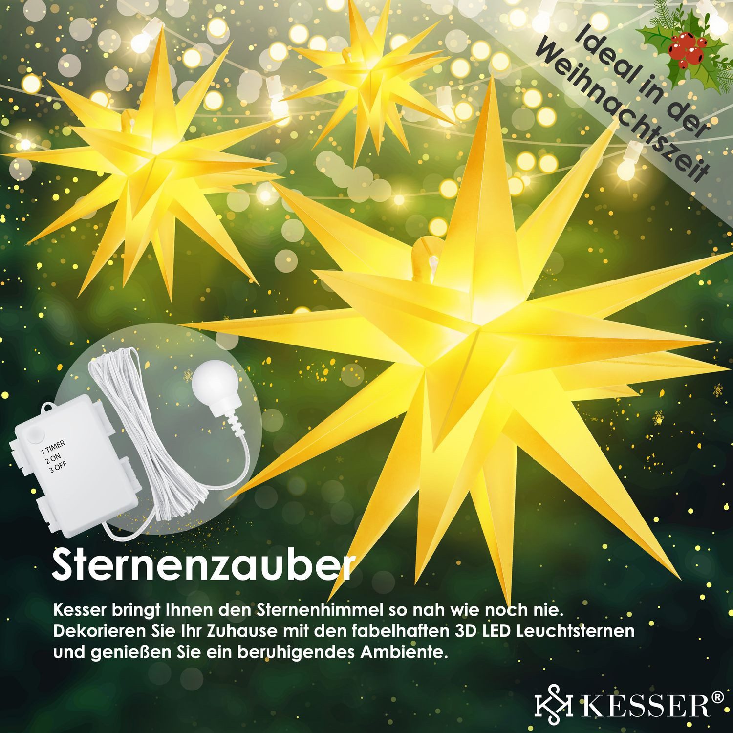 KESSER Weihnachtsfigur, Leuchtstern 3D, LED Weihnachtsstern günstig online kaufen