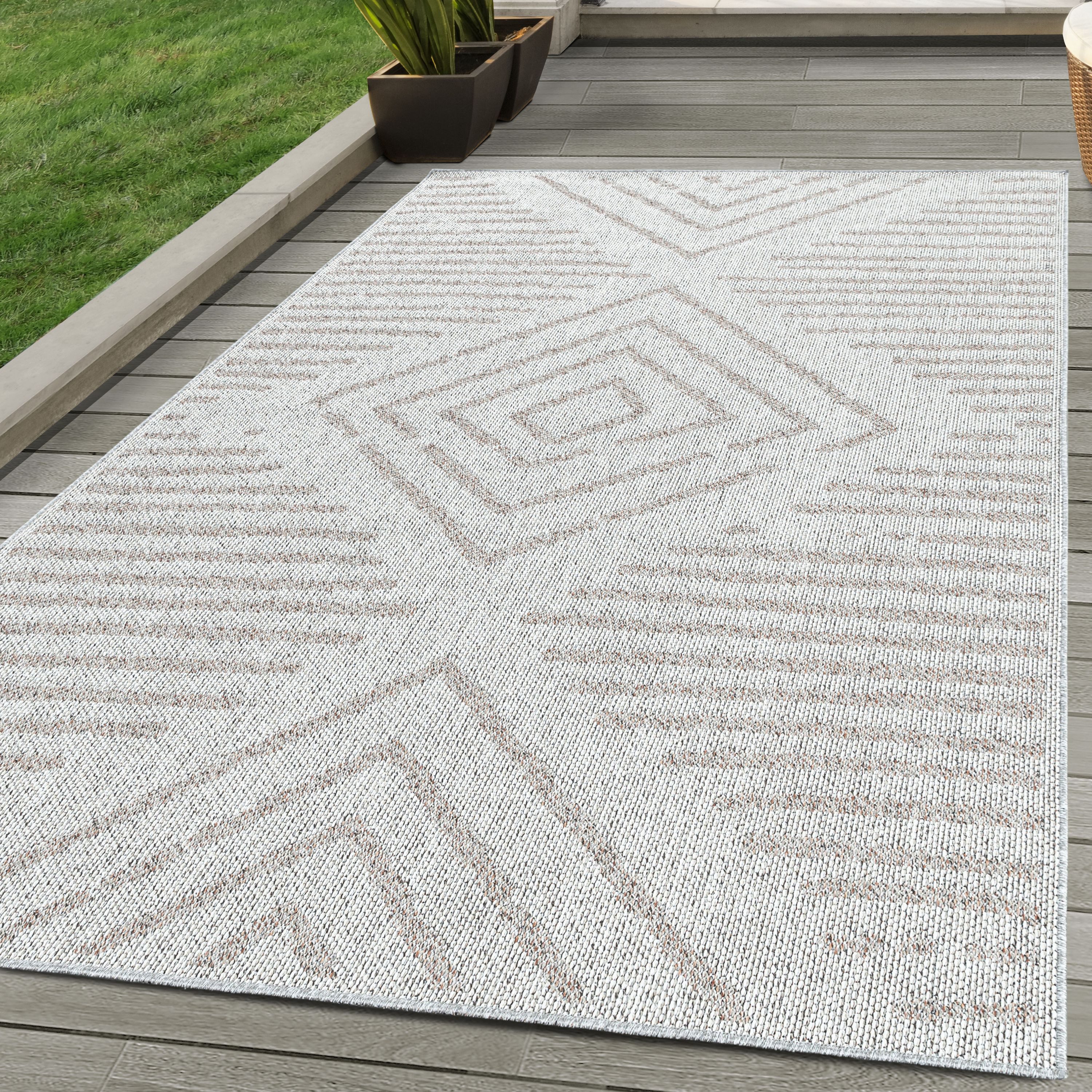 Outdoorteppich Gestreift Design, Carpettex, Läufer, Höhe: 7 mm, Outdoor Teppich Gestreift Design Wetterfest für Terrasse Balkon Küche