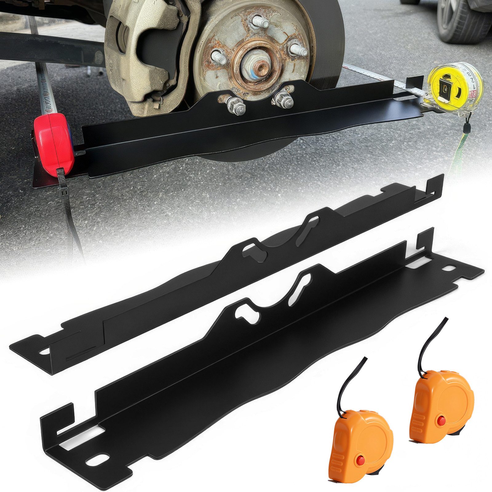 BlingBin Montagewerkzeug Achsvermessung & Spurwerkzeuge, Spurplatten-Messgerät für Pkw, SUVs, B: 5.5 cm, L: 60 cm, (1er Set, 4-tlg., 2 Platten + 2 Maßbänder), Achsvermessung Werkzeuge,für schnelle und präzise Sturz-/Spurmessungen