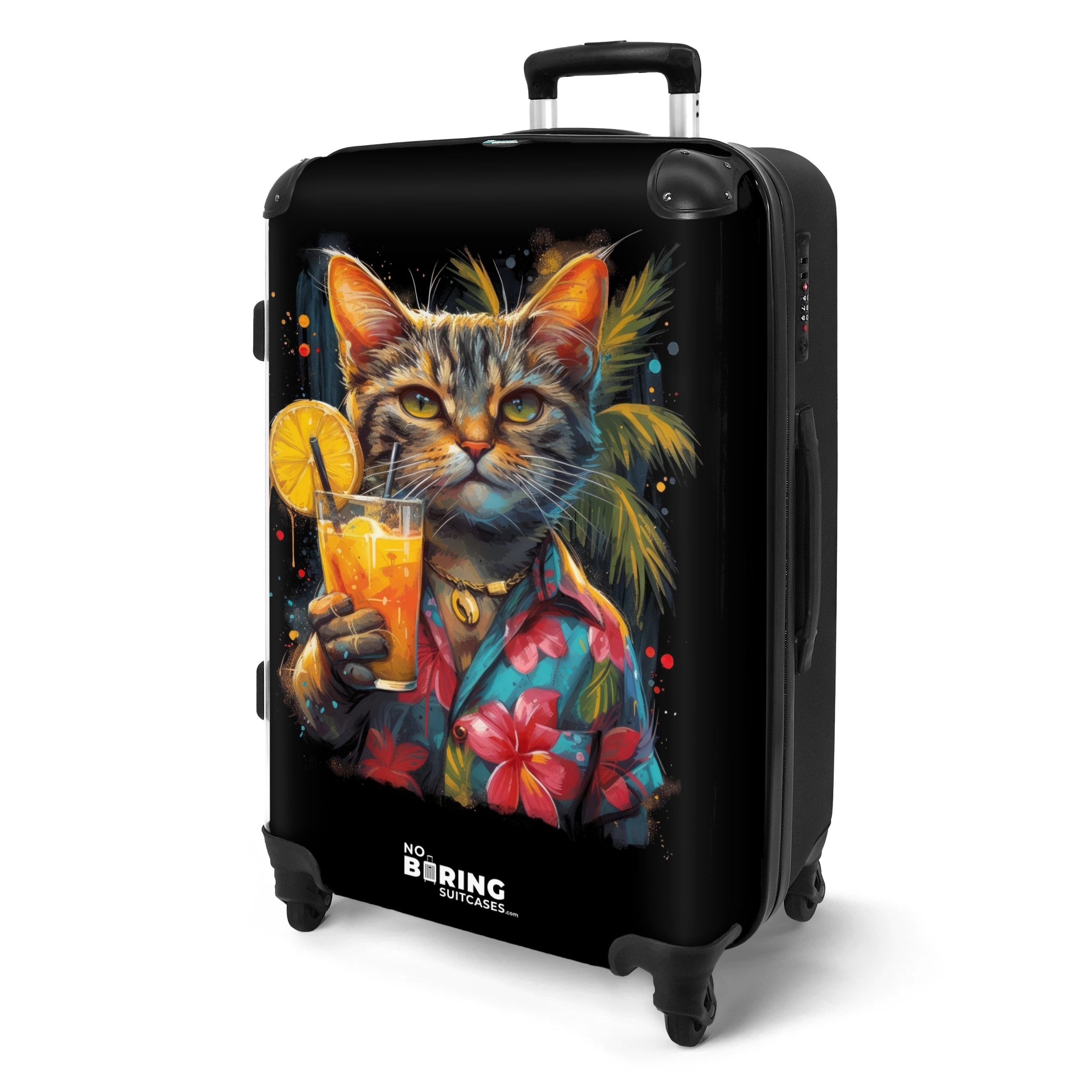 NoBoringSuitcases.com© Hartschalen-Trolley Katze im tropischen Streetart-St günstig online kaufen