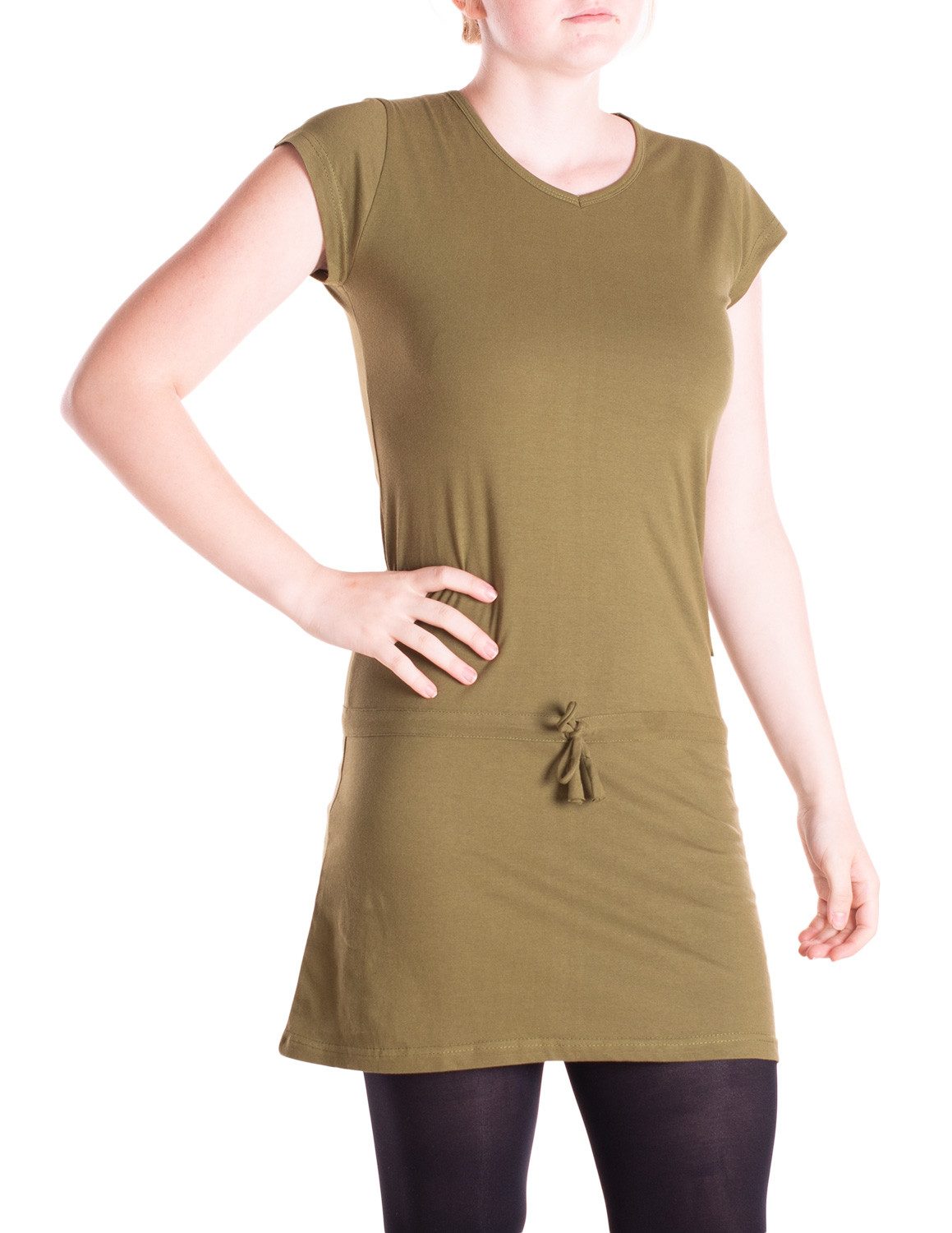 Vishes Sommerkleid Damen Kleid Kurzarm Jersey Minikleid Schnürung Taille Alternative Mode, Boho, Hippie, Ethno, Festival