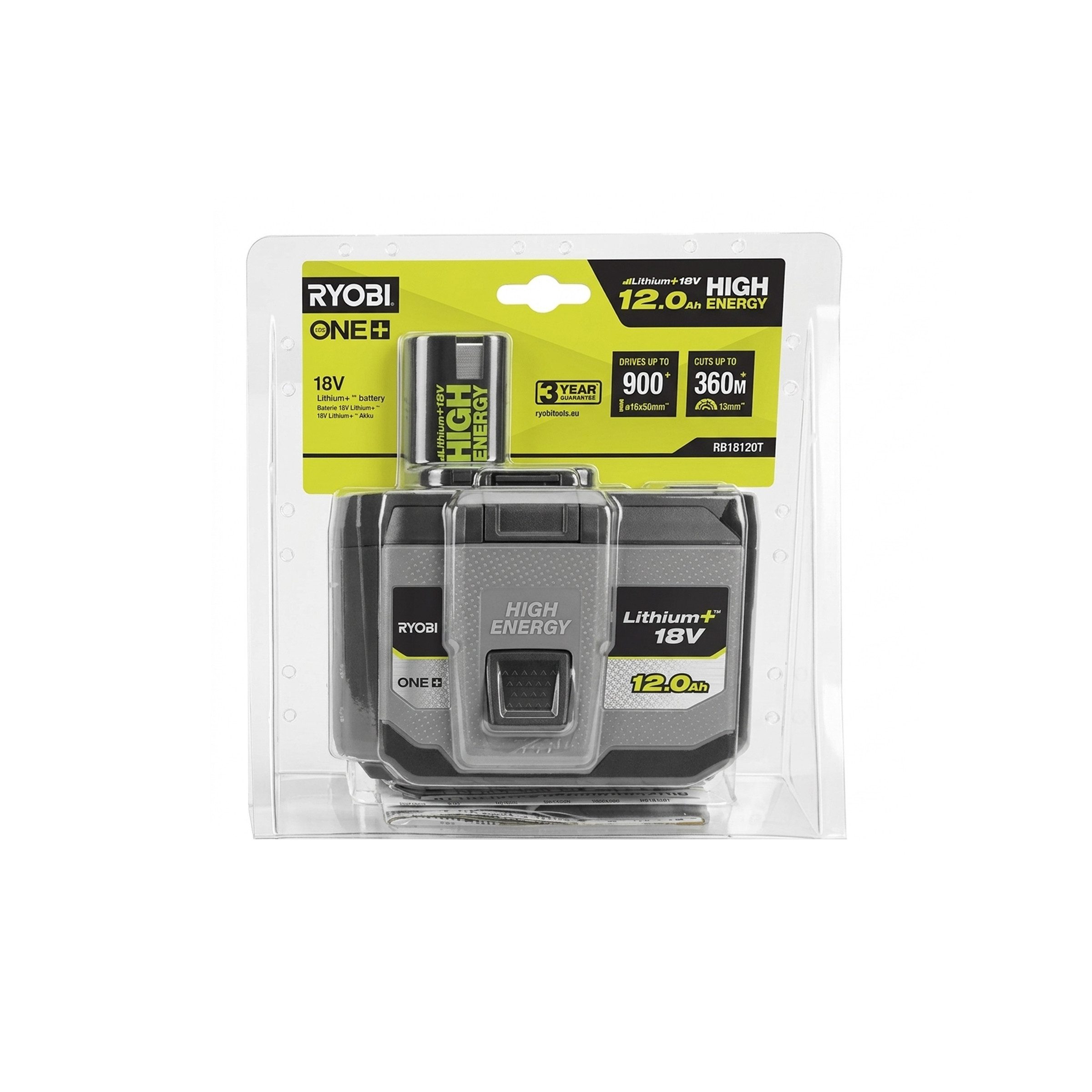 RYOBI Ryobi RB18120 18V ONE+ 12,0 Ah Lithium+ High Energy Akku Werkzeug-Akku-Ladetechnik