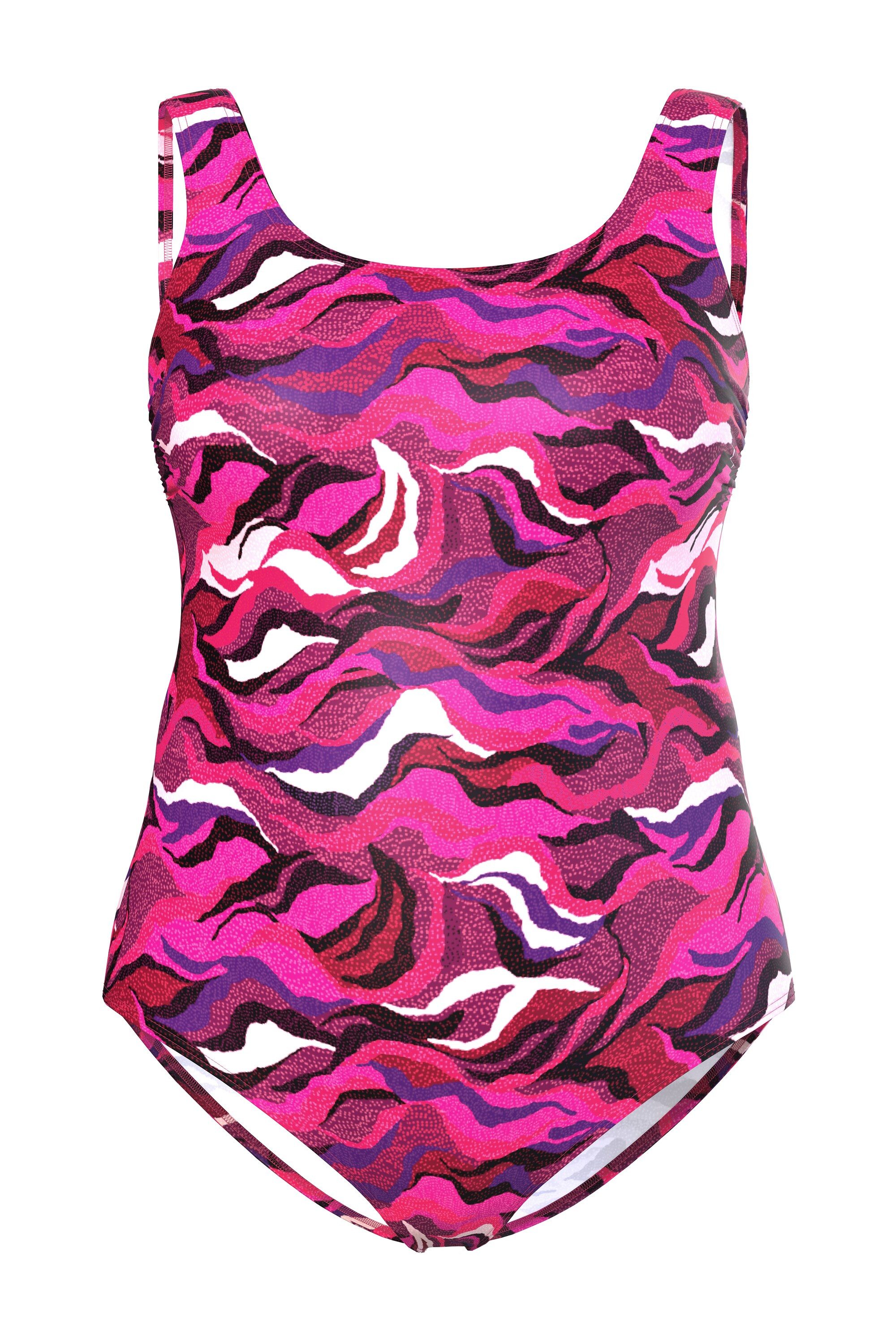 Ulla Popken Badeanzug Badeanzug bedruckt ohne Softcups Rundhals günstig online kaufen