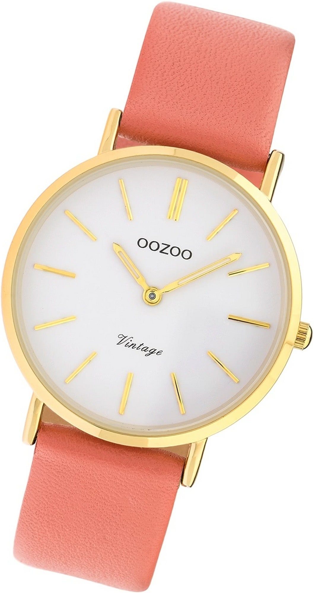 Uhr Oozoo Lederarmband Damen rosa, OOZOO Leder (ca. Gehäuse, C9977 32mm) Analog, rundes Damenuhr Quarzuhr mittel