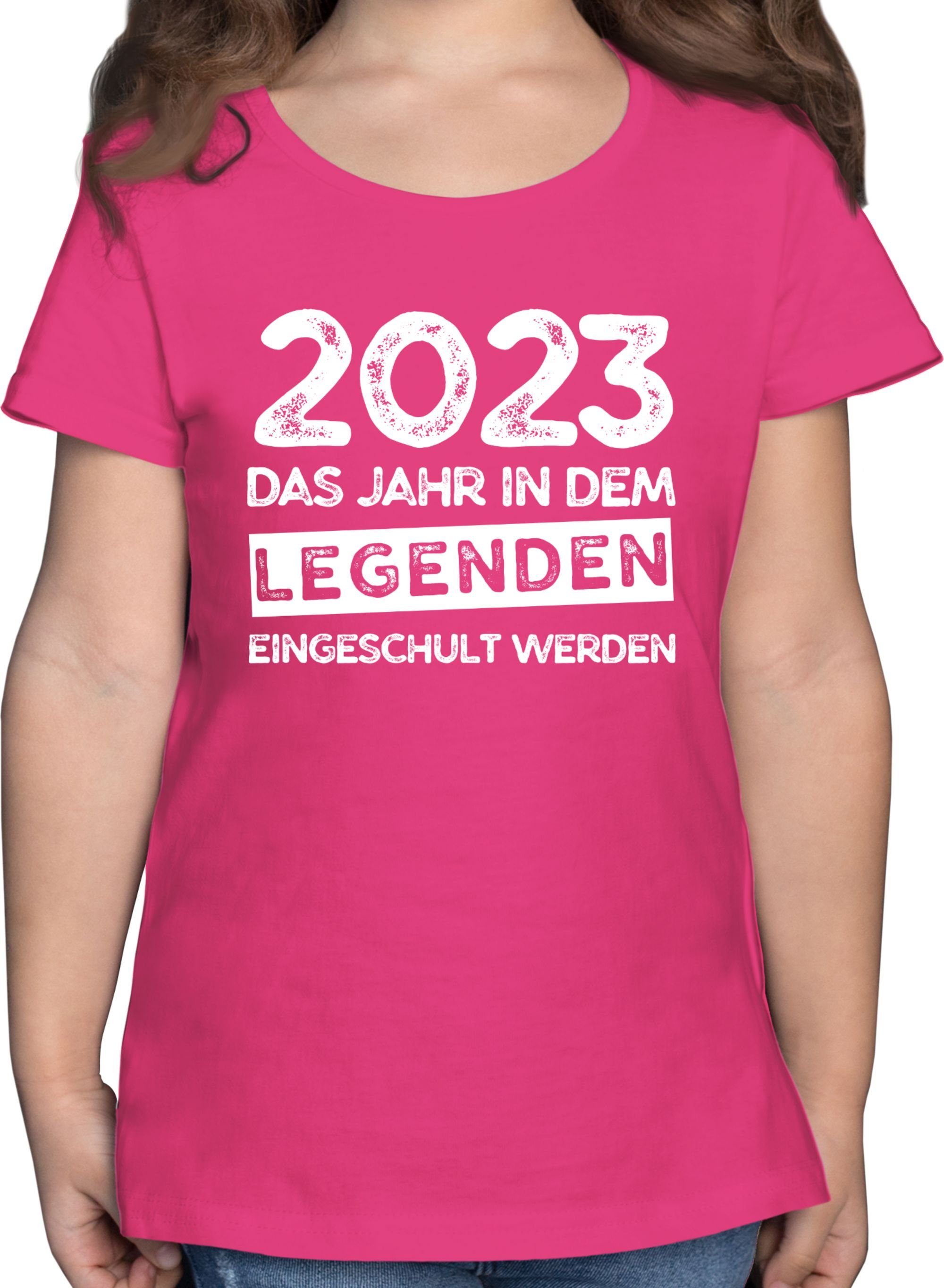 Shirtracer T-Shirt 2023 Das Jahr in dem Legenden eingeschult werden Einschulung Mädchen 1 Fuchsia