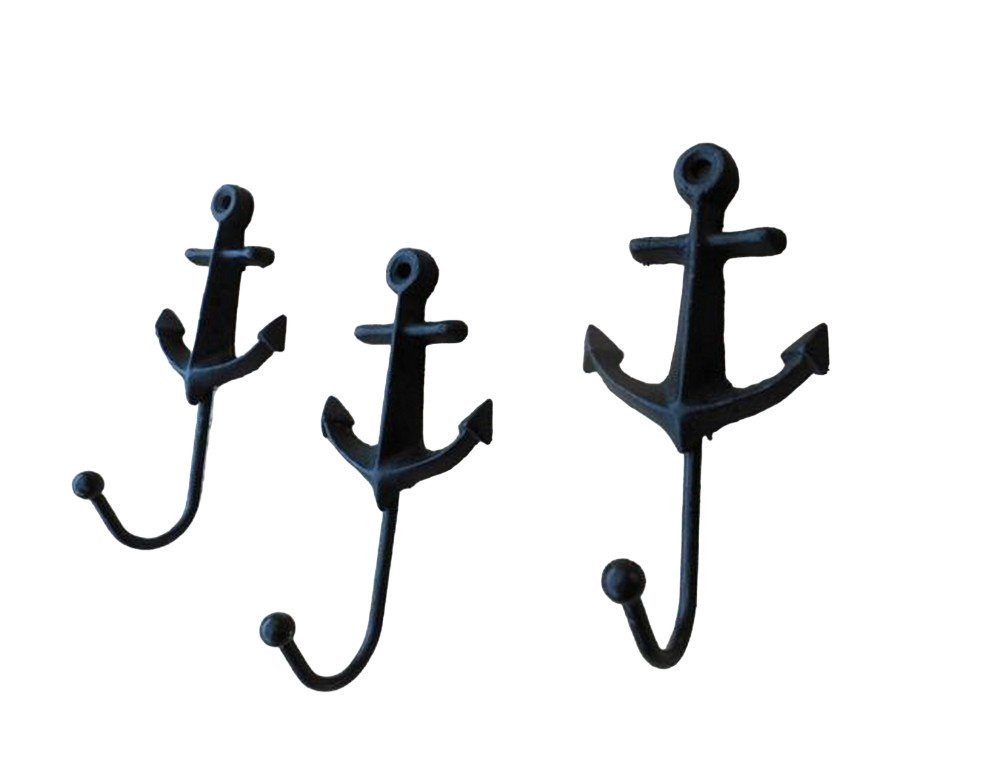 Deko-Impression Wandhaken Haken-Set Wandhaken 3er Set Anker Eisen+ Gusseisen schwarz, (3-St)
