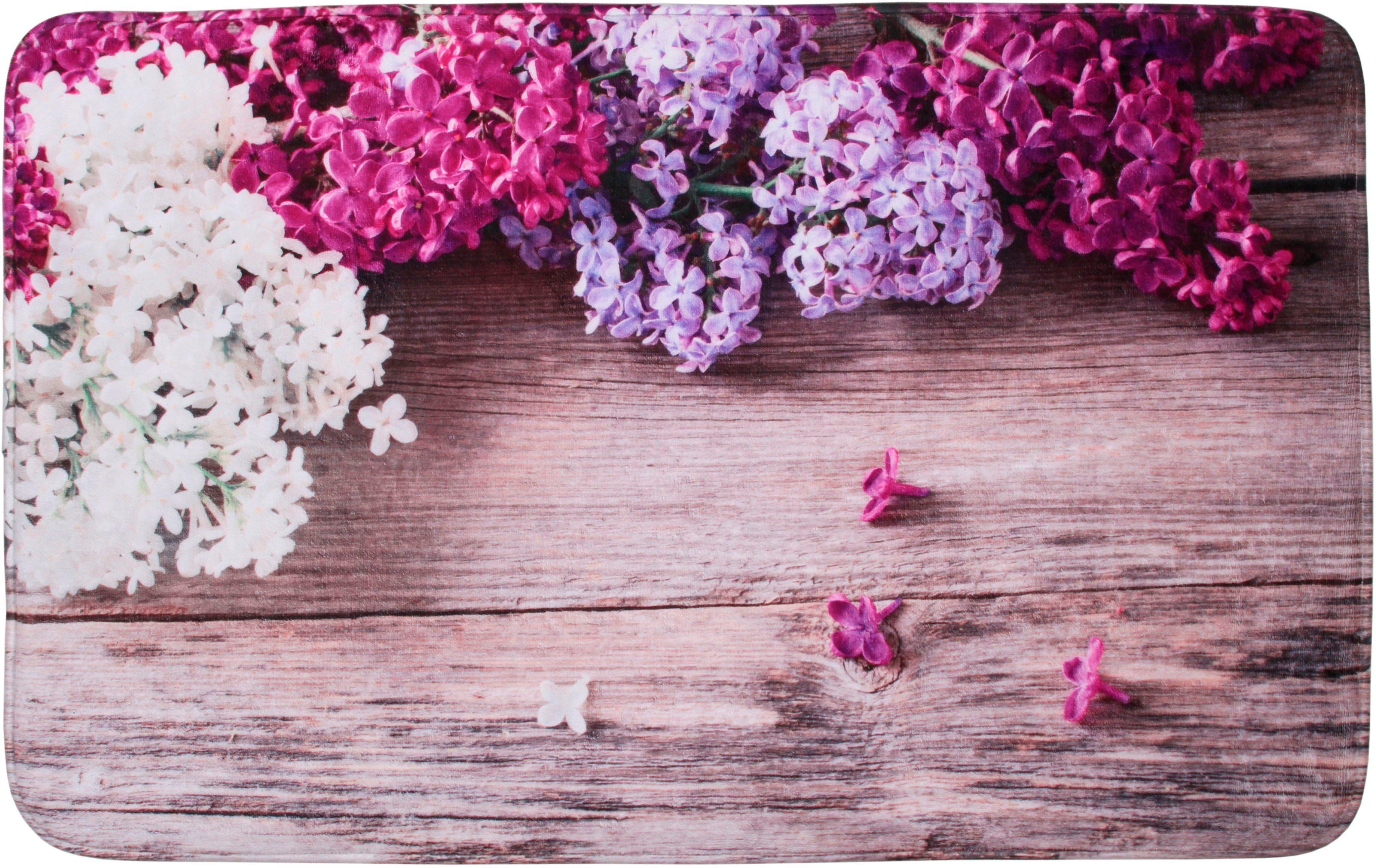 Sanilo Badematte Flieder, Höhe 15 mm, schnell trocknend, Polyester, rechteckig, Memory Schaum