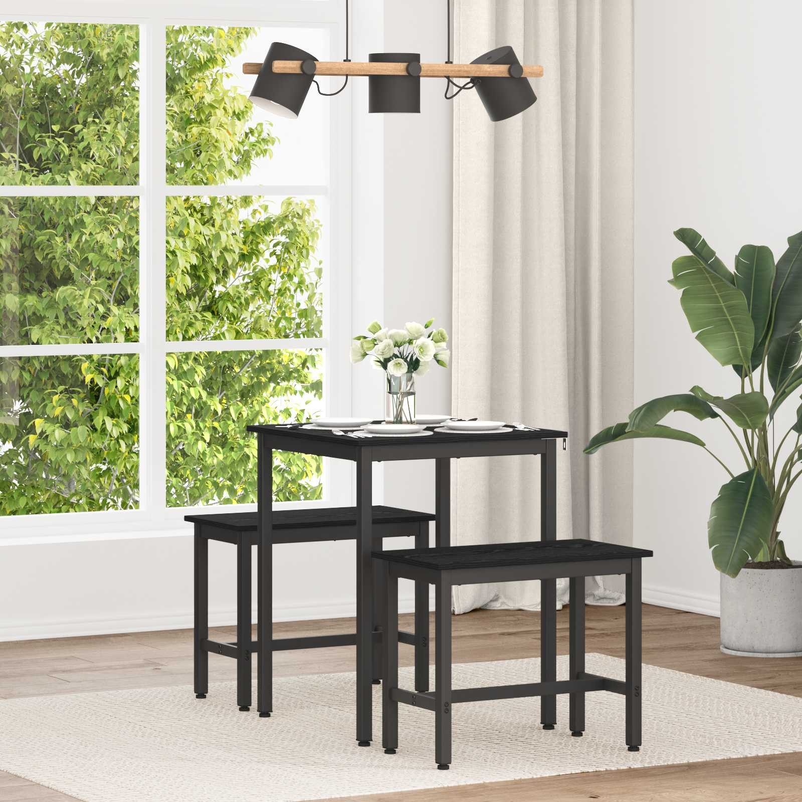 furnicato Esstisch 60 x 60 x 75 cm Schwarz eichen-optik (1-St), Stabiler Küchentisch mit Metallrahmen für dein Esszimmer
