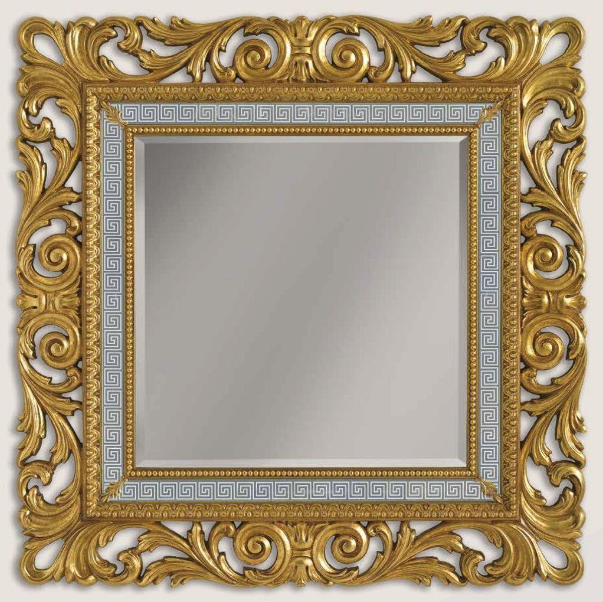 Casa Padrino Barockspiegel Luxus Barock Spiegel Gold / Grau / Weiß - Handgefertigter Wandspiegel im Barockstil - Barock Möbel - Luxus Qualität - Made in Italy